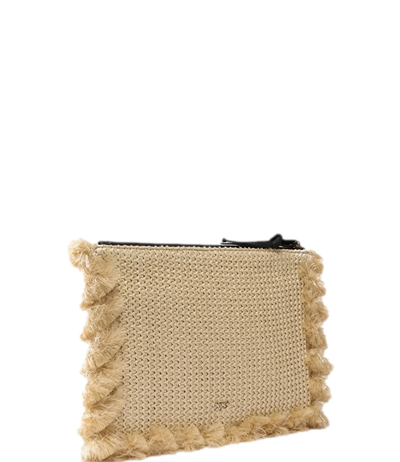 Flat Handle Rafia paglia clutch
