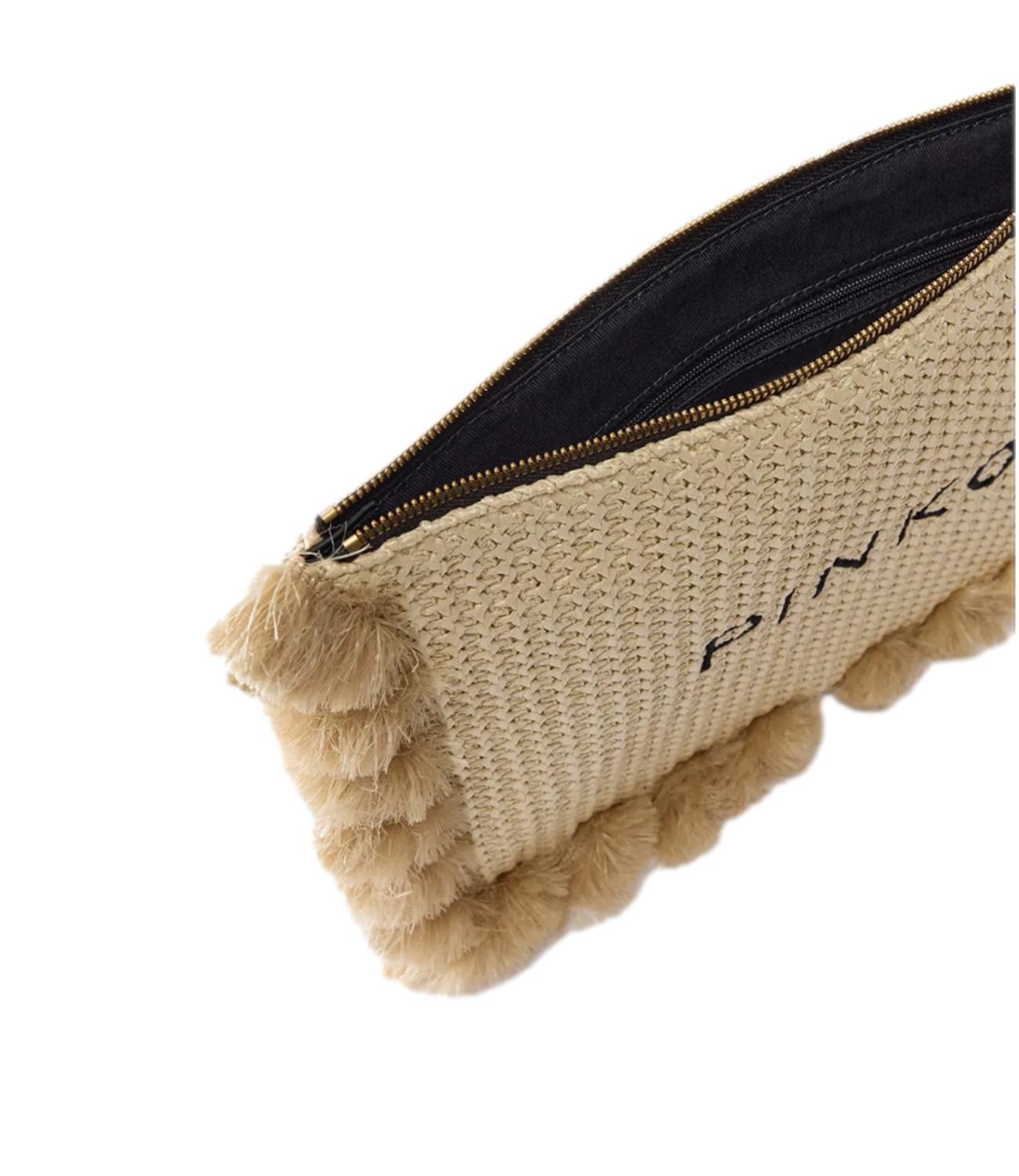 Flat Handle Rafia paglia clutch