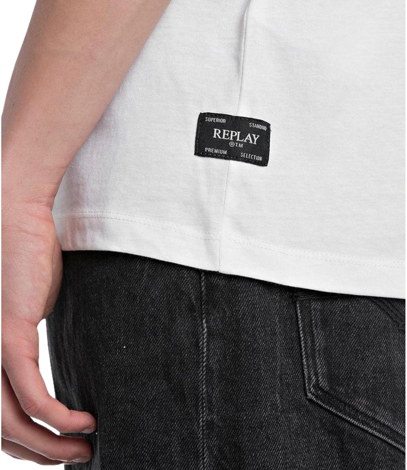 T-Shirt Replay Uomo Bianca Jersey