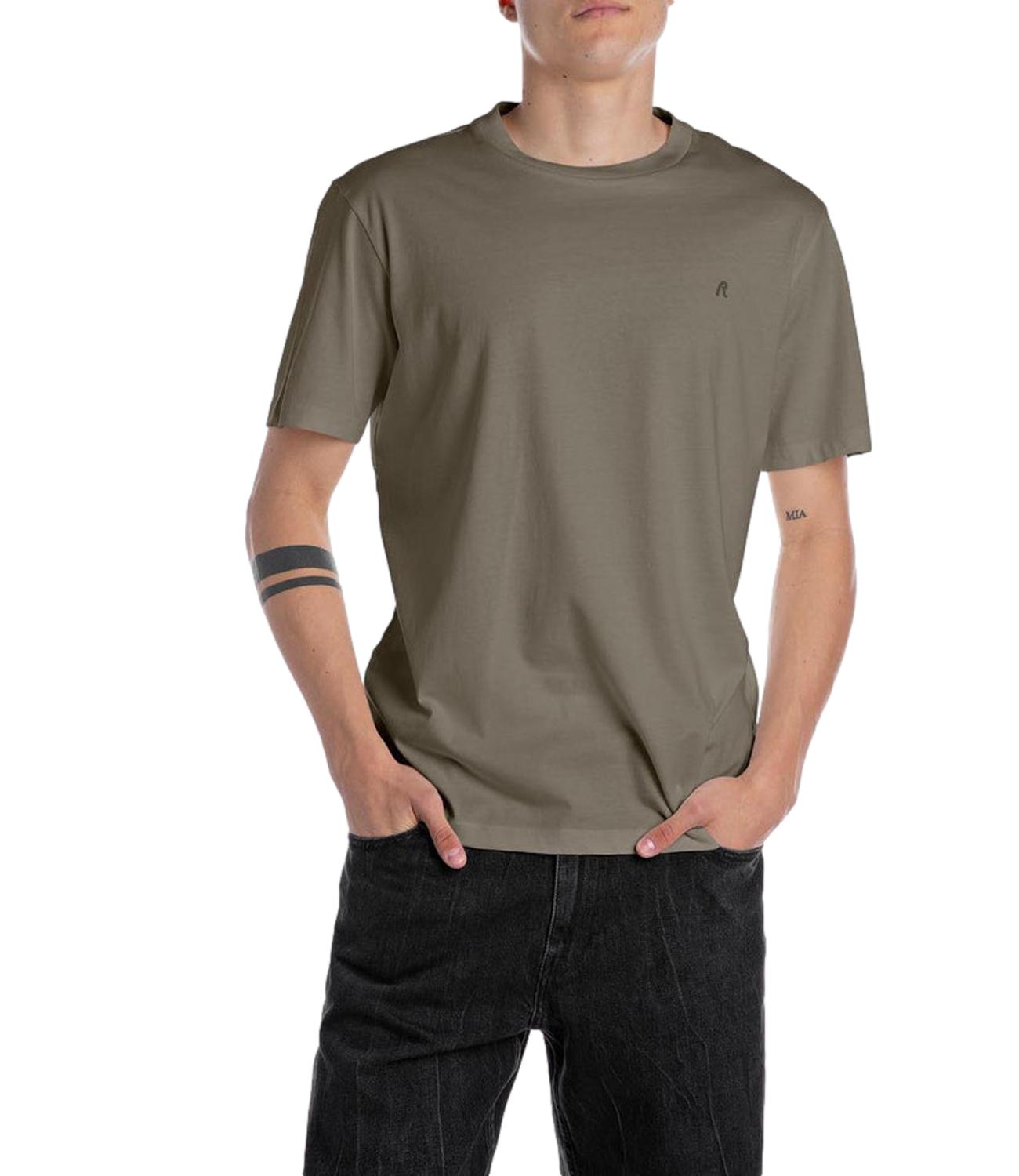 T-Shirt Replay Uomo Verde Militare Jersey