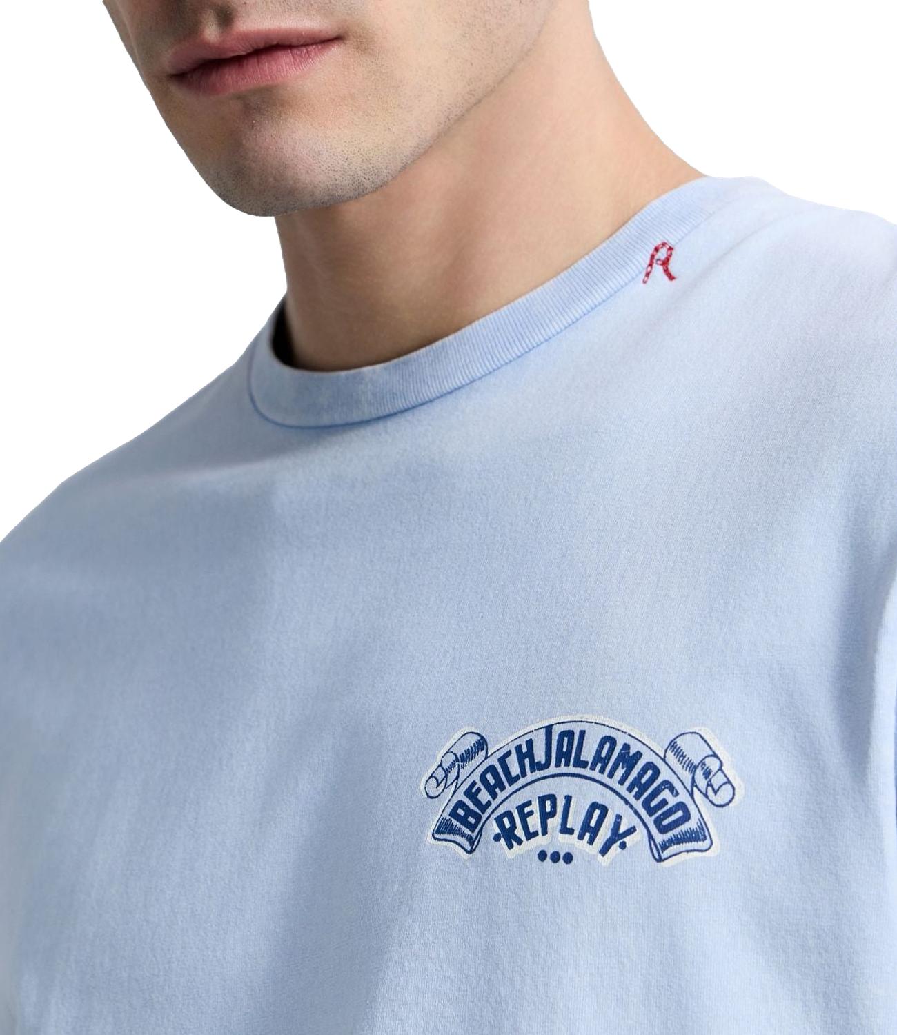 T-Shirt Replay Uomo Celeste