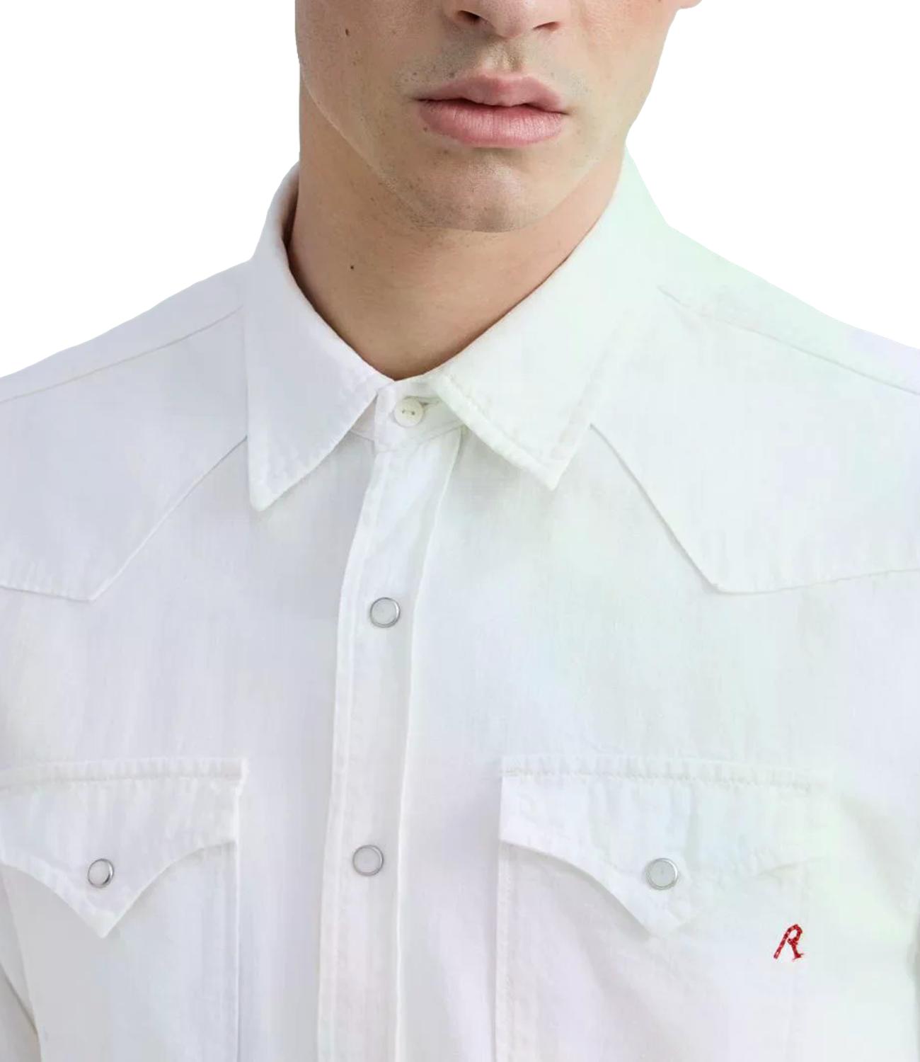 Replay Camicia Denim Bianco Uomo