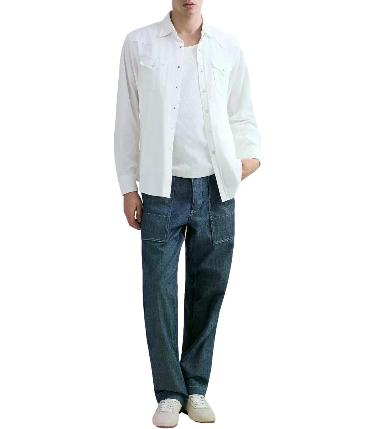 Replay Camicia Denim Bianco Uomo