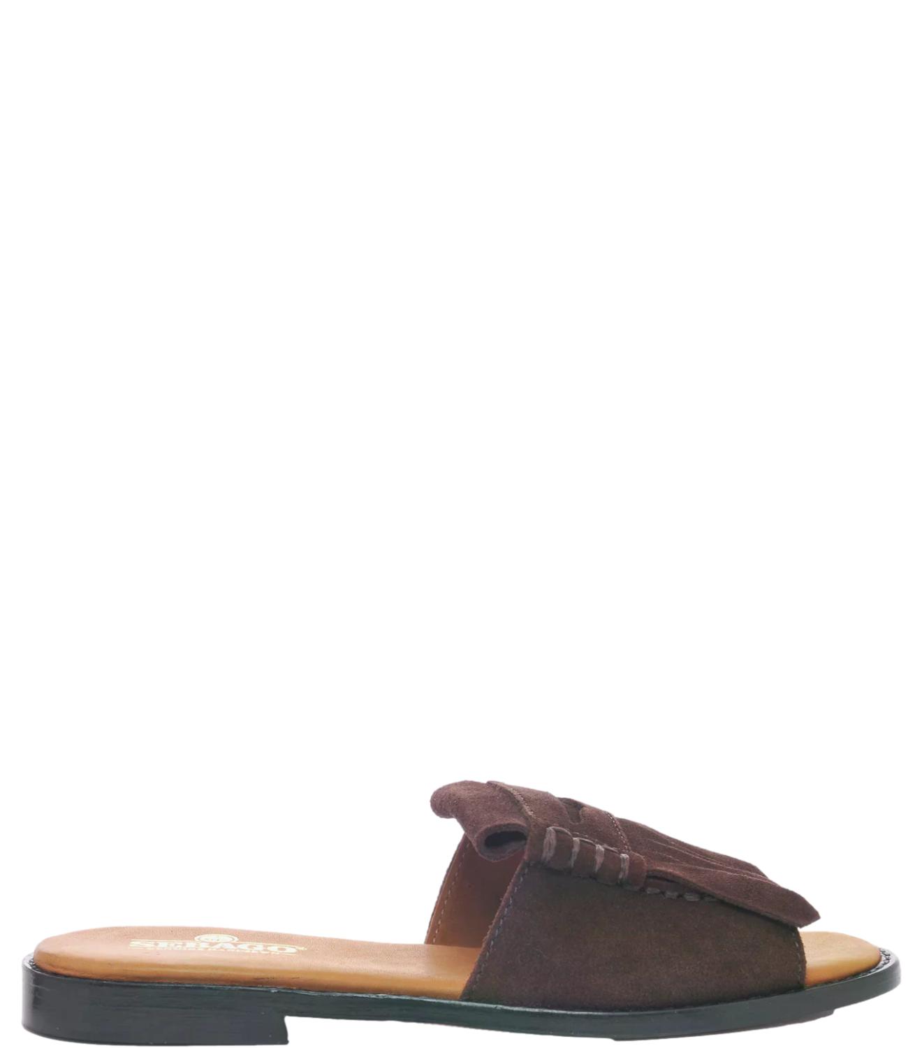 Ciabatta Slide Fringes donna marrone