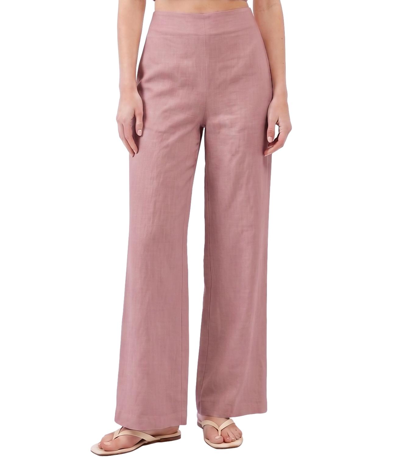 Silence Limited Pantalone WIDE LINUM New Coffee Donna