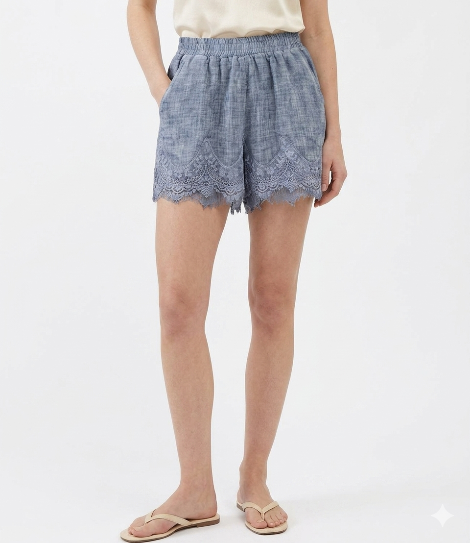 Studio It Short Pizzo Blu Donna