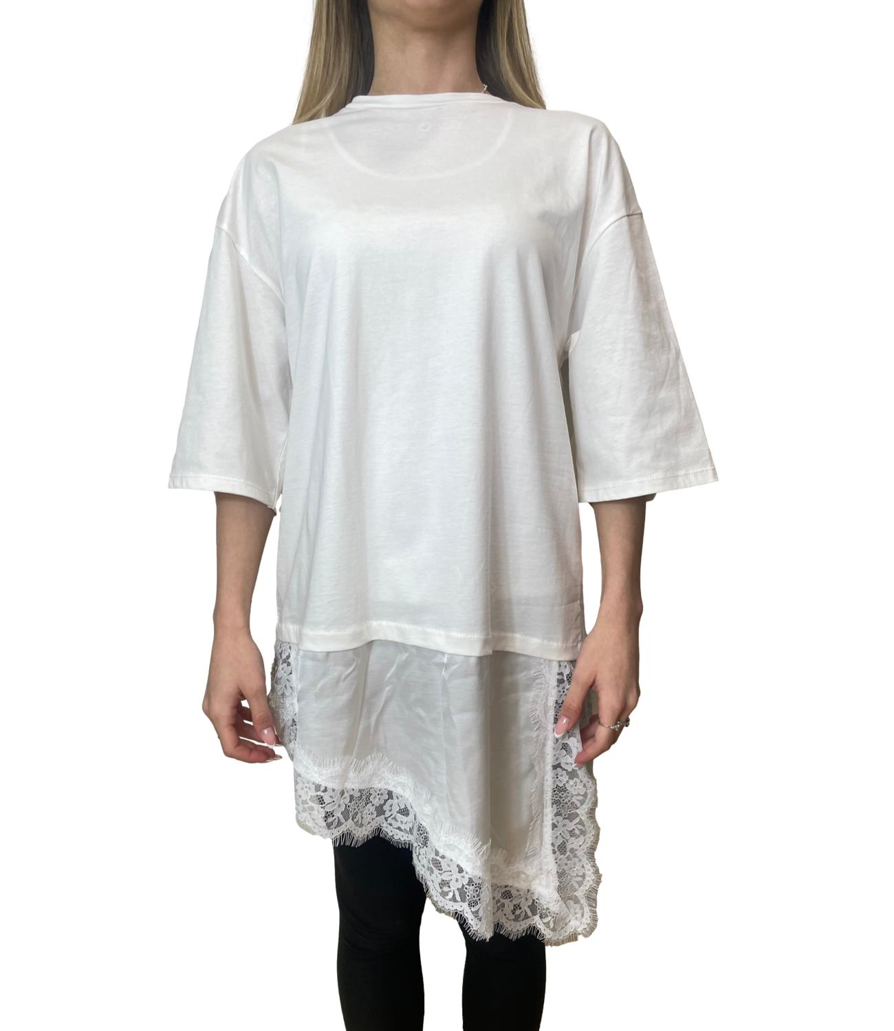 Susy Mix Maglia Pizzo Latte Donna