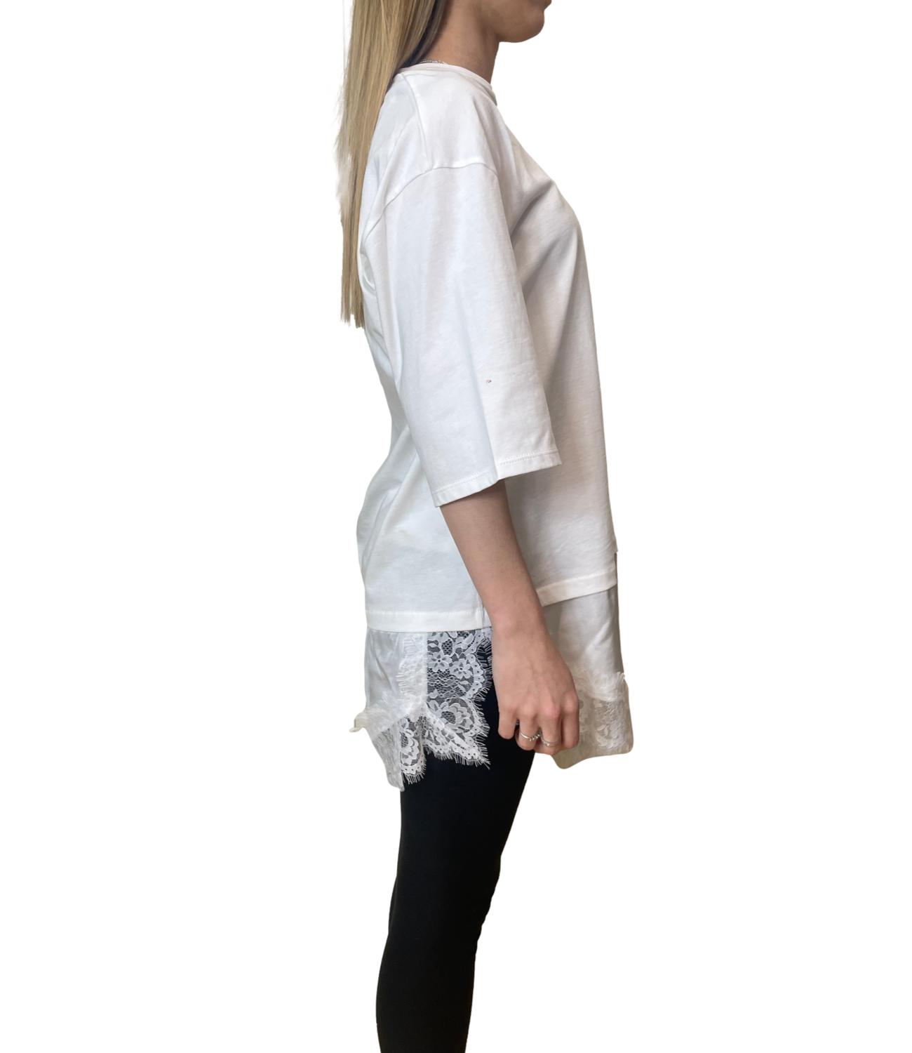 Susy Mix Maglia Pizzo Latte Donna