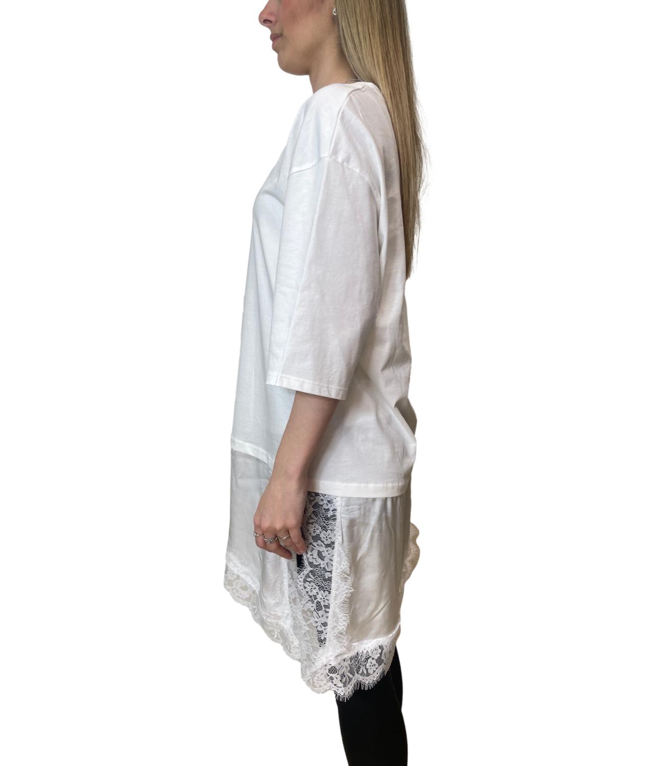 Susy Mix Maglia Pizzo Latte Donna