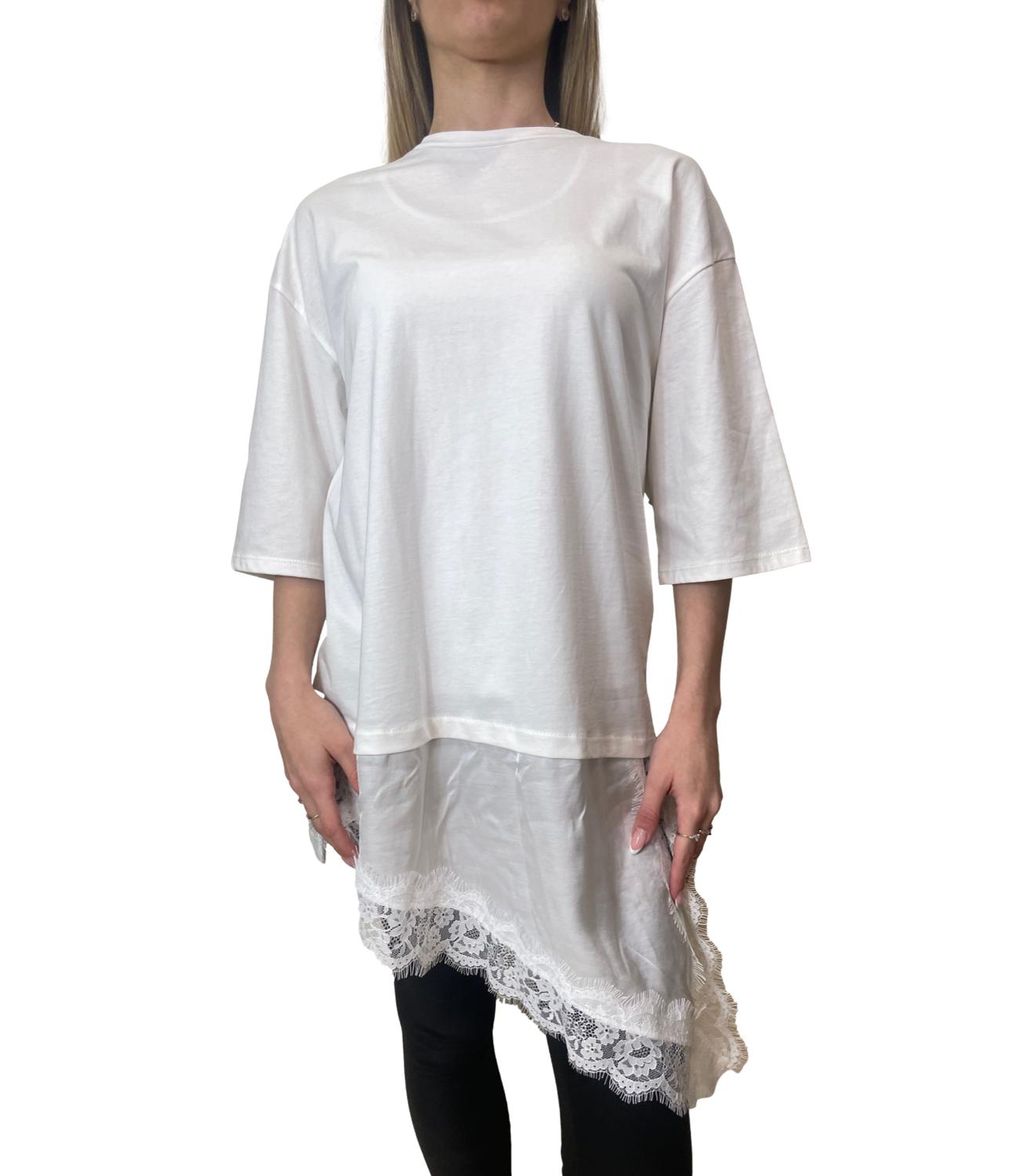 Susy Mix Maglia Pizzo Latte Donna