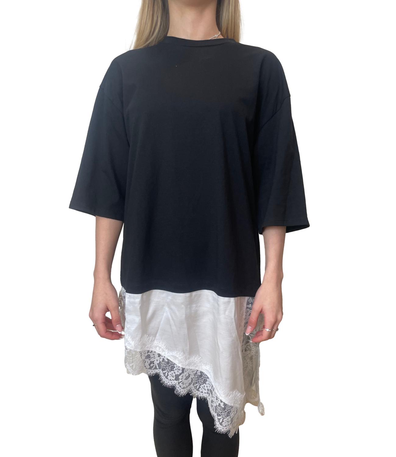 Susy Mix Maglia Pizzo Nero Donna