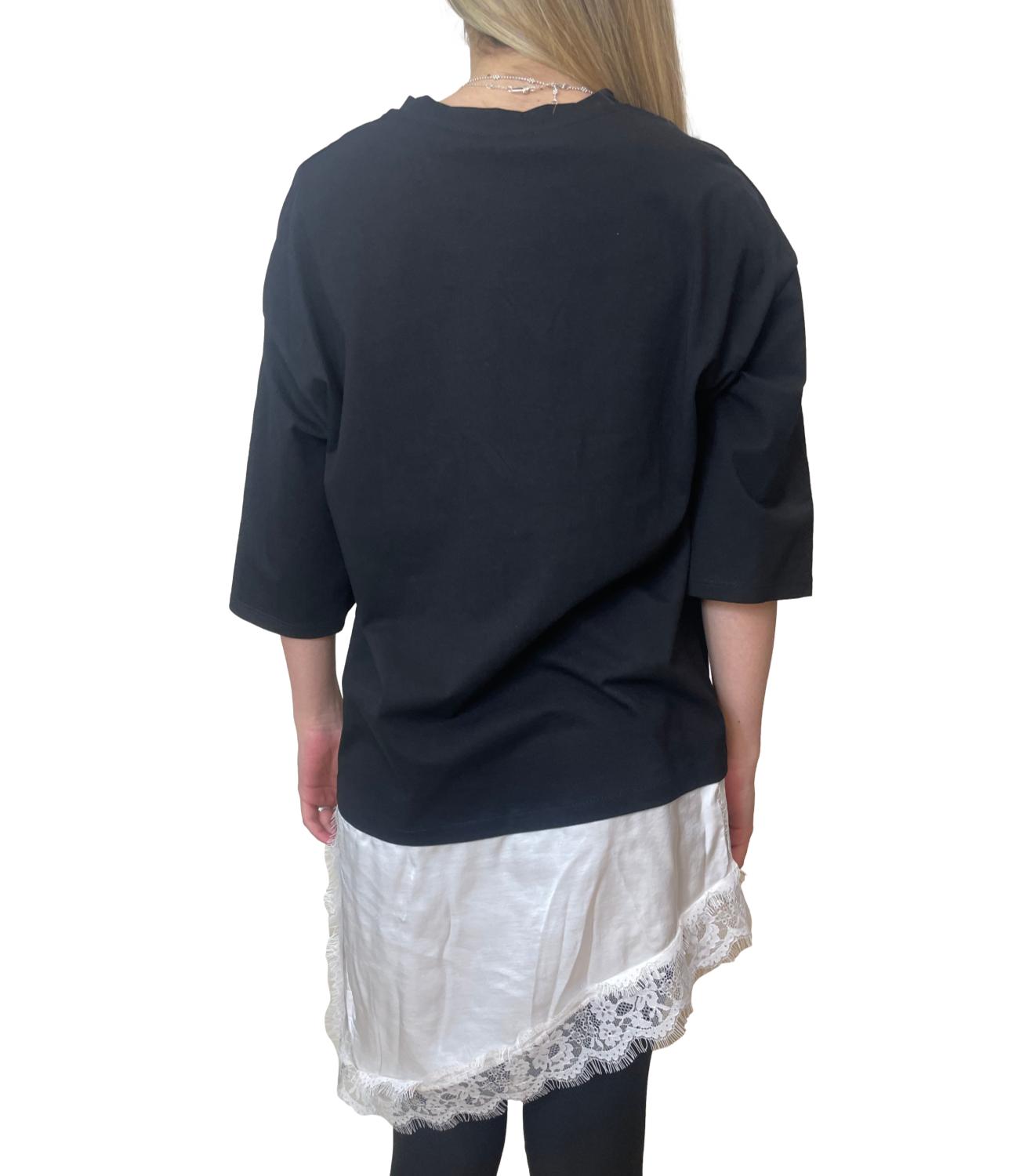 Susy Mix Maglia Pizzo Nero Donna