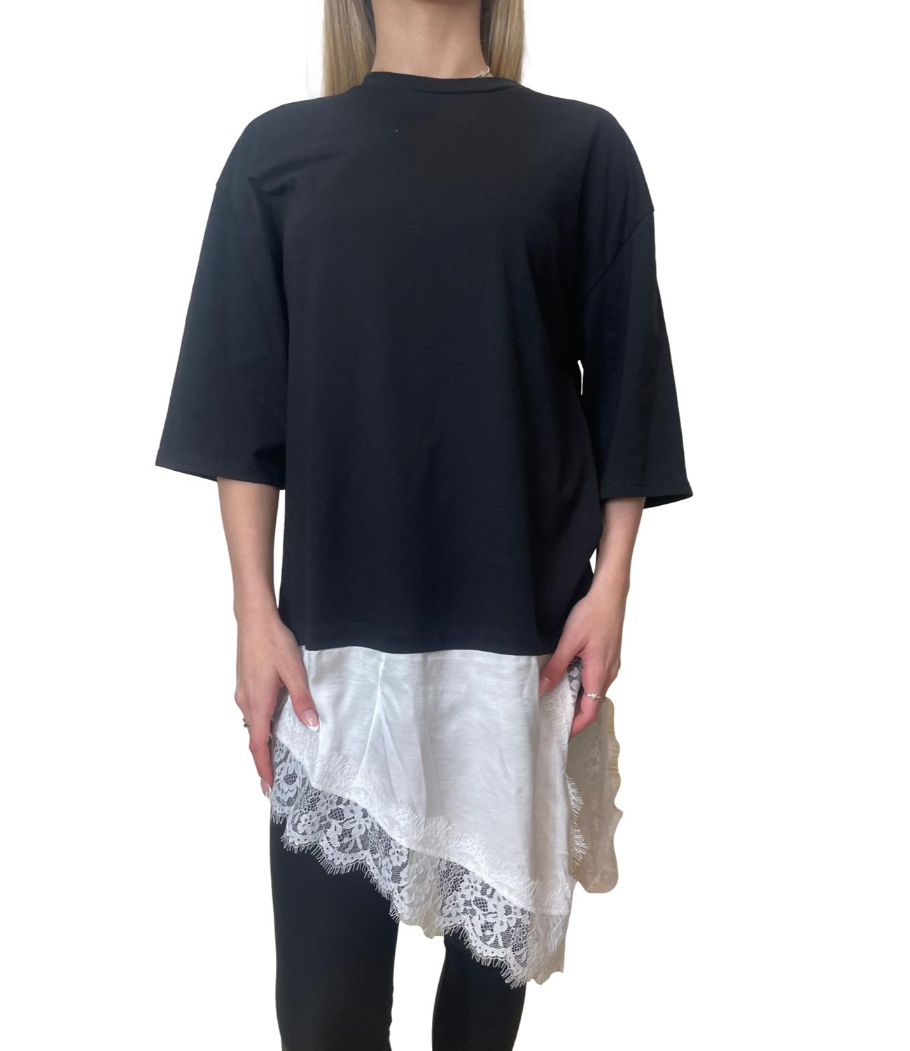 Susy Mix Maglia Pizzo Nero Donna