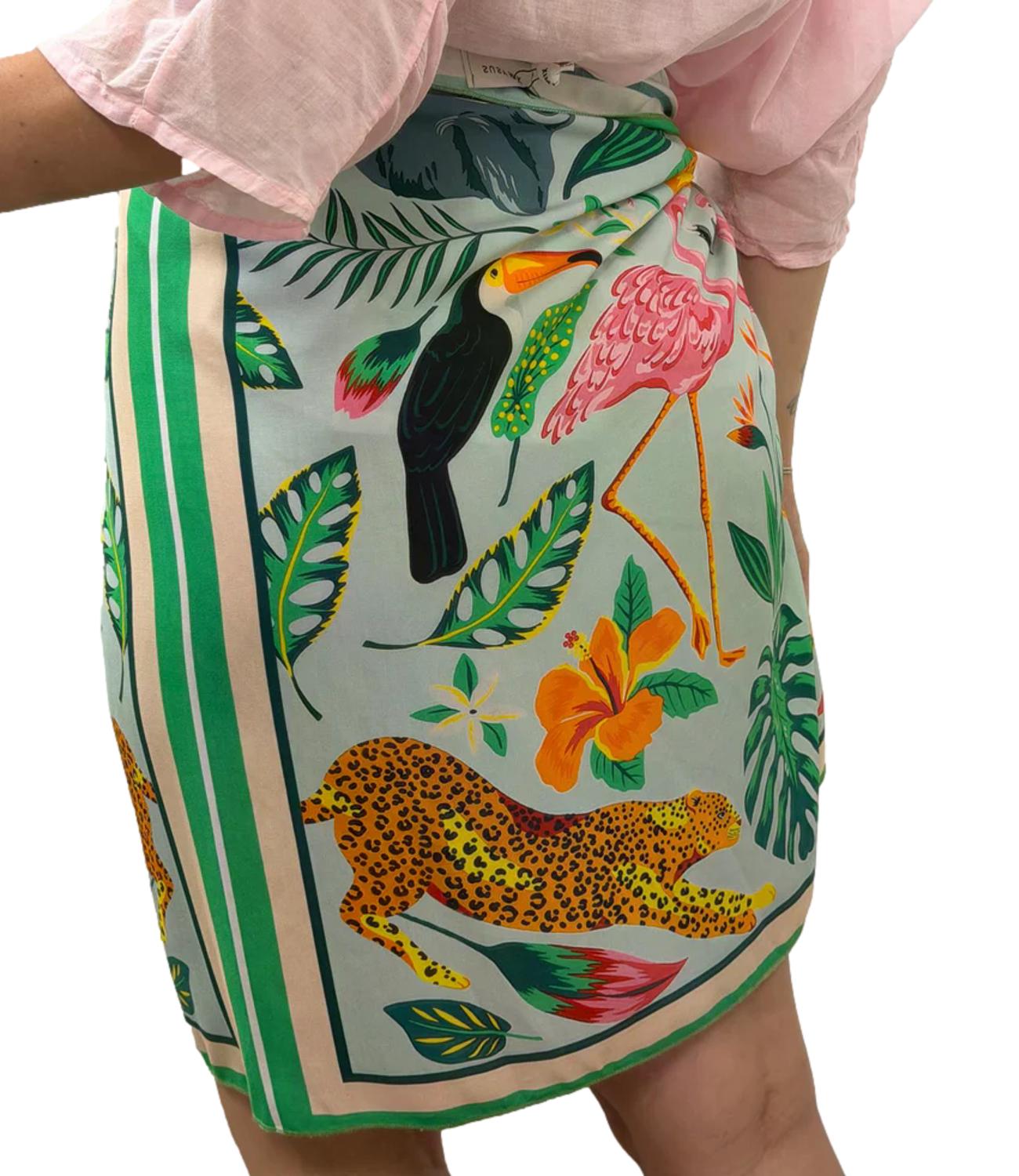 Susy Mix Gonna Fantasia Jungle Azzurro Donna