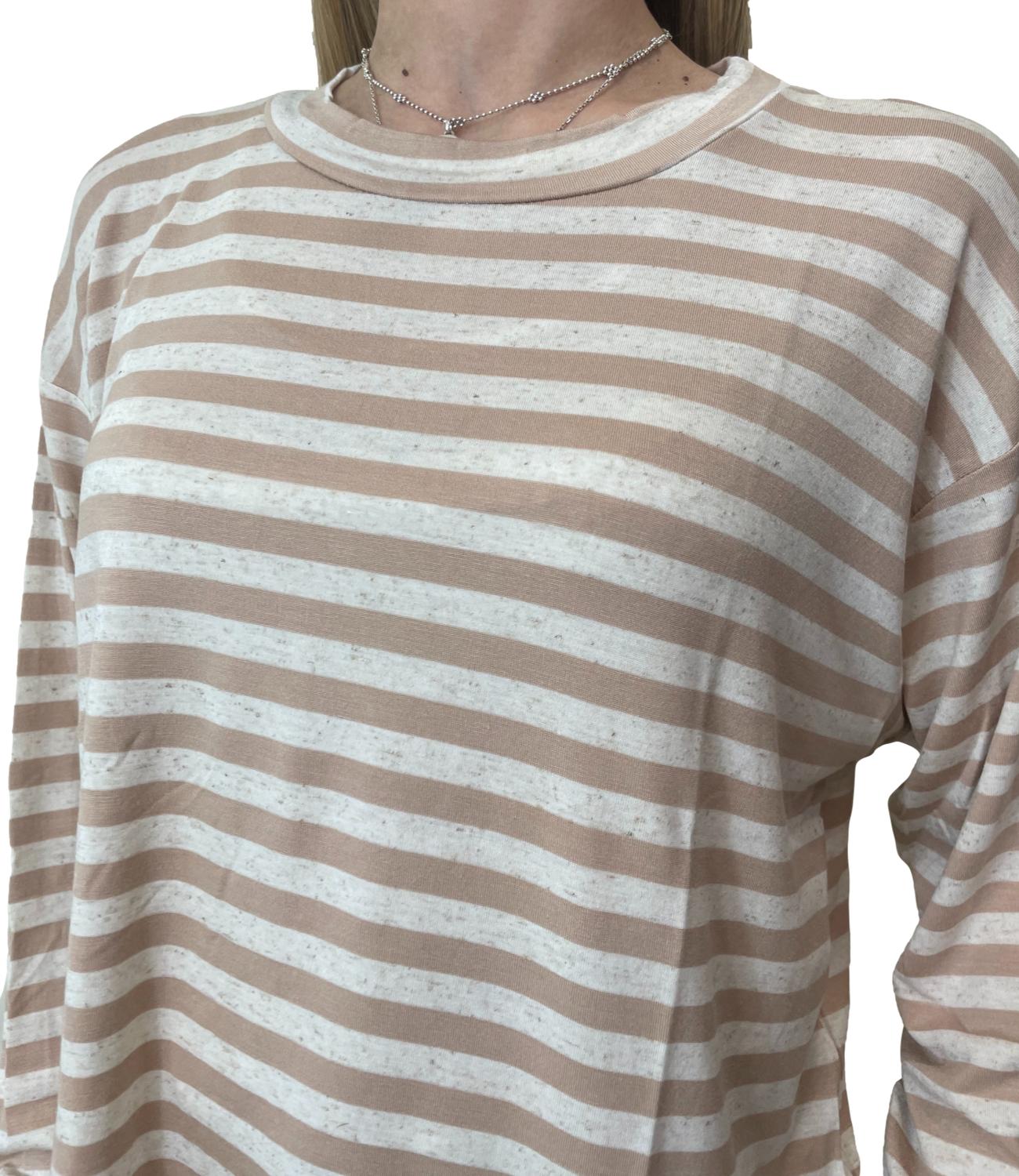 SUSY MIX maglia righe beige donna