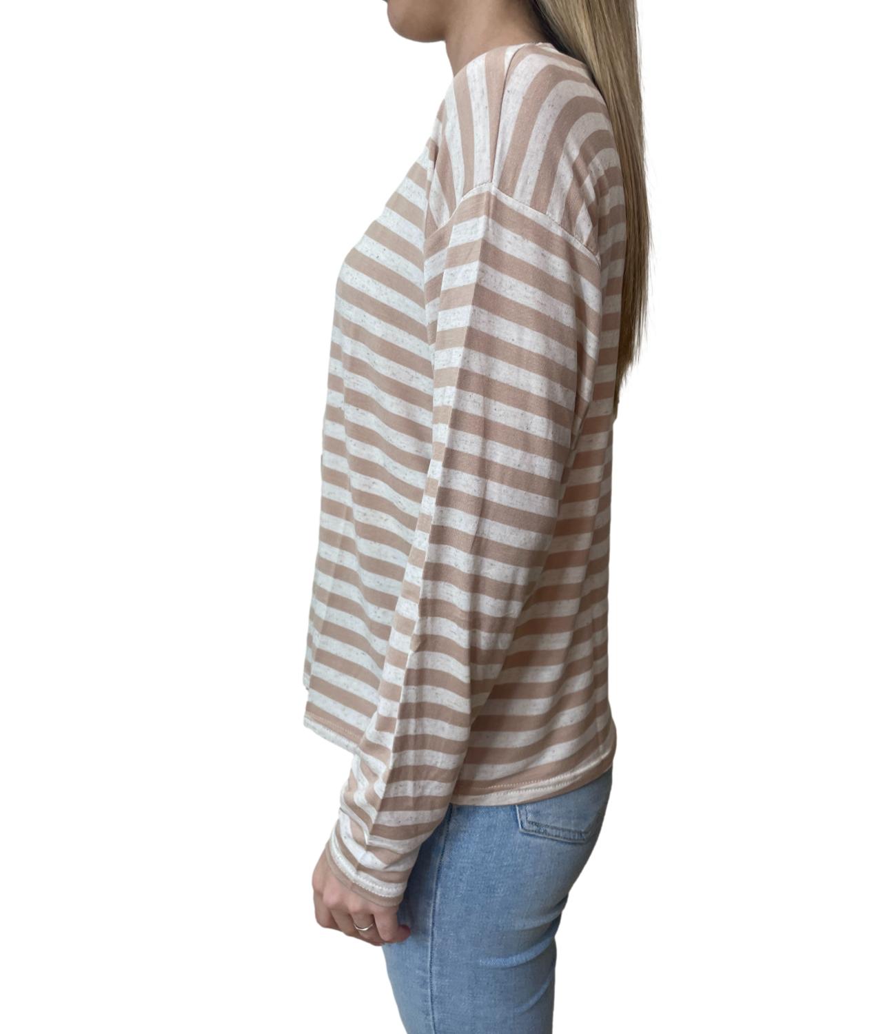 SUSY MIX maglia righe beige donna