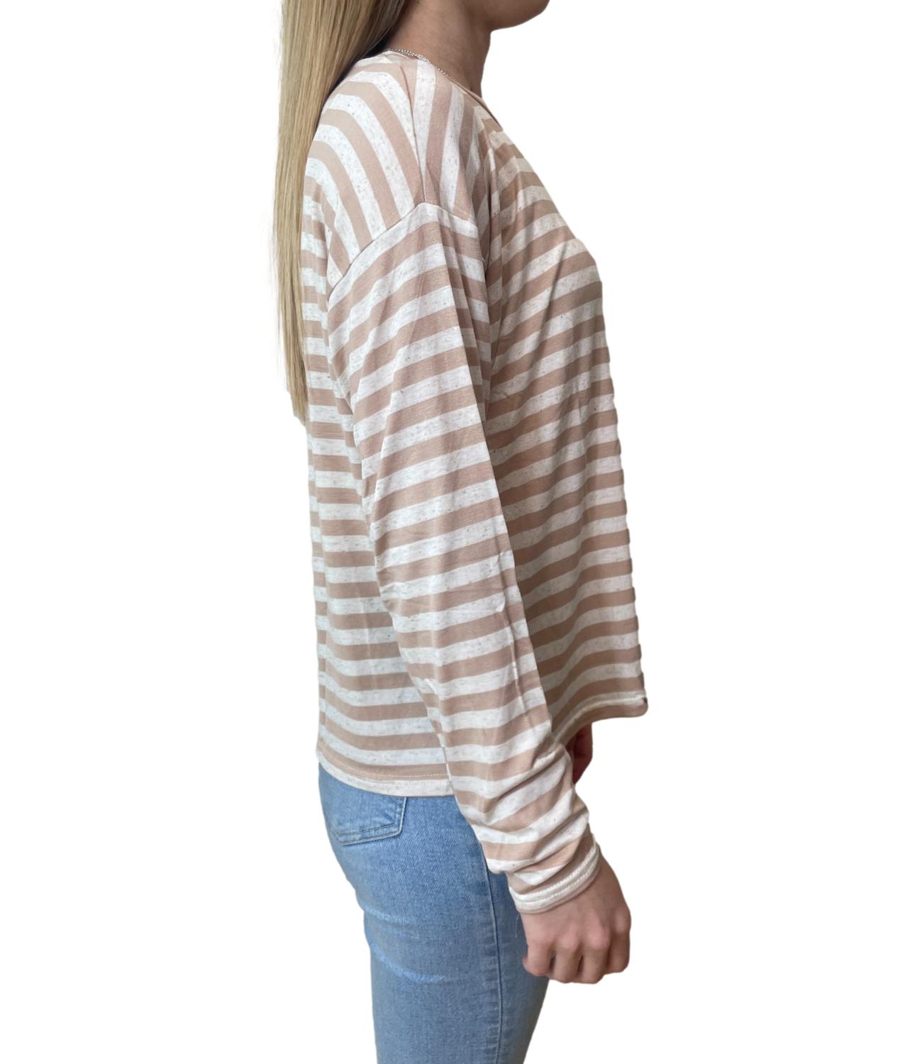 SUSY MIX maglia righe beige donna
