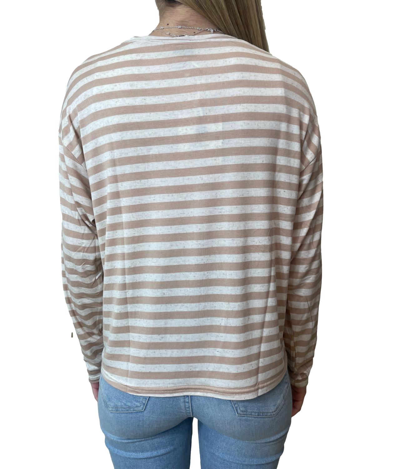 SUSY MIX maglia righe beige donna