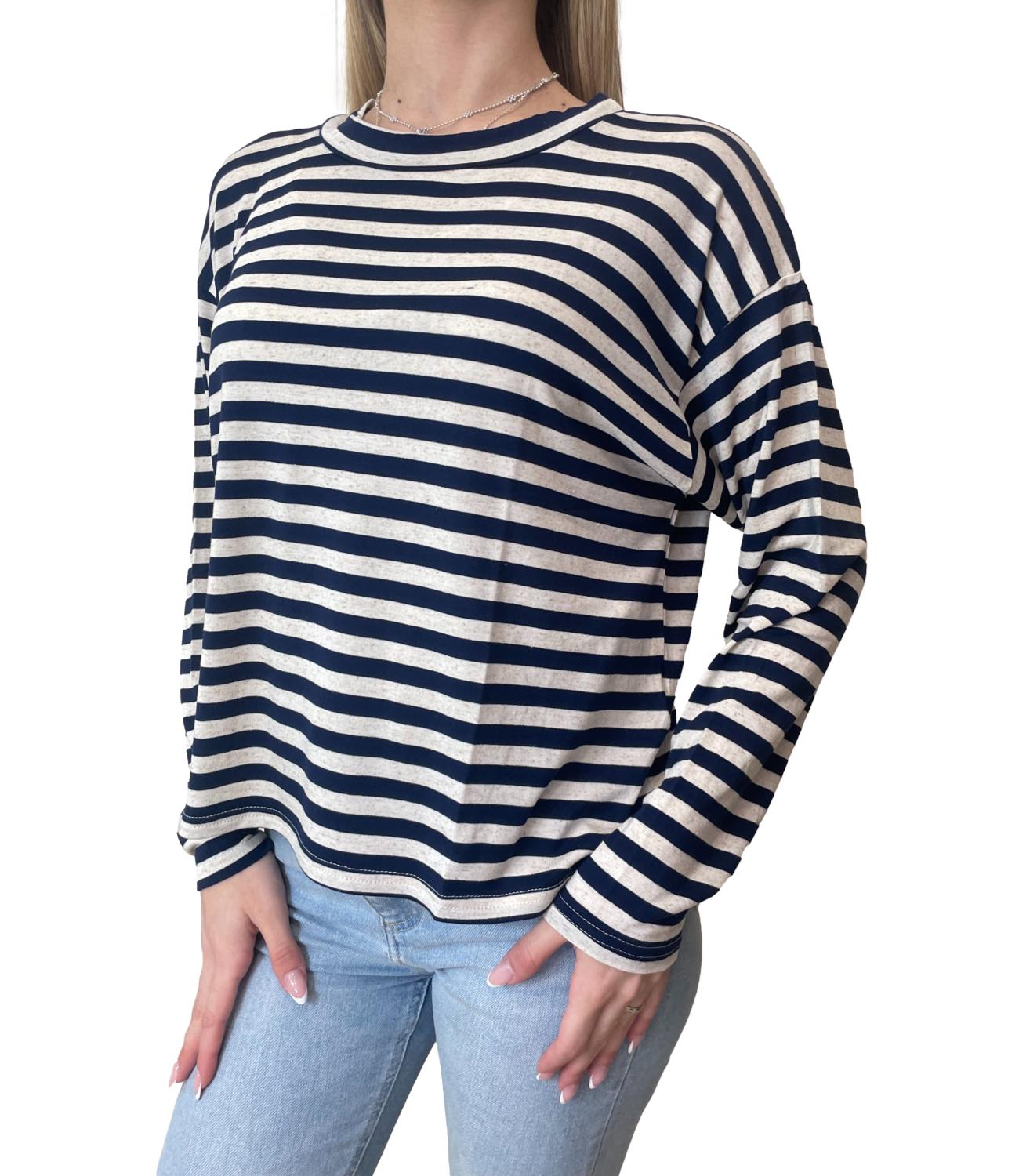 SUSY MIX maglia righe blu donna