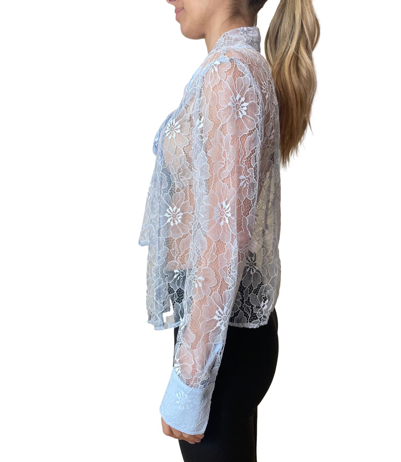 Susy Mix Blusa Pizzo Celeste Donna