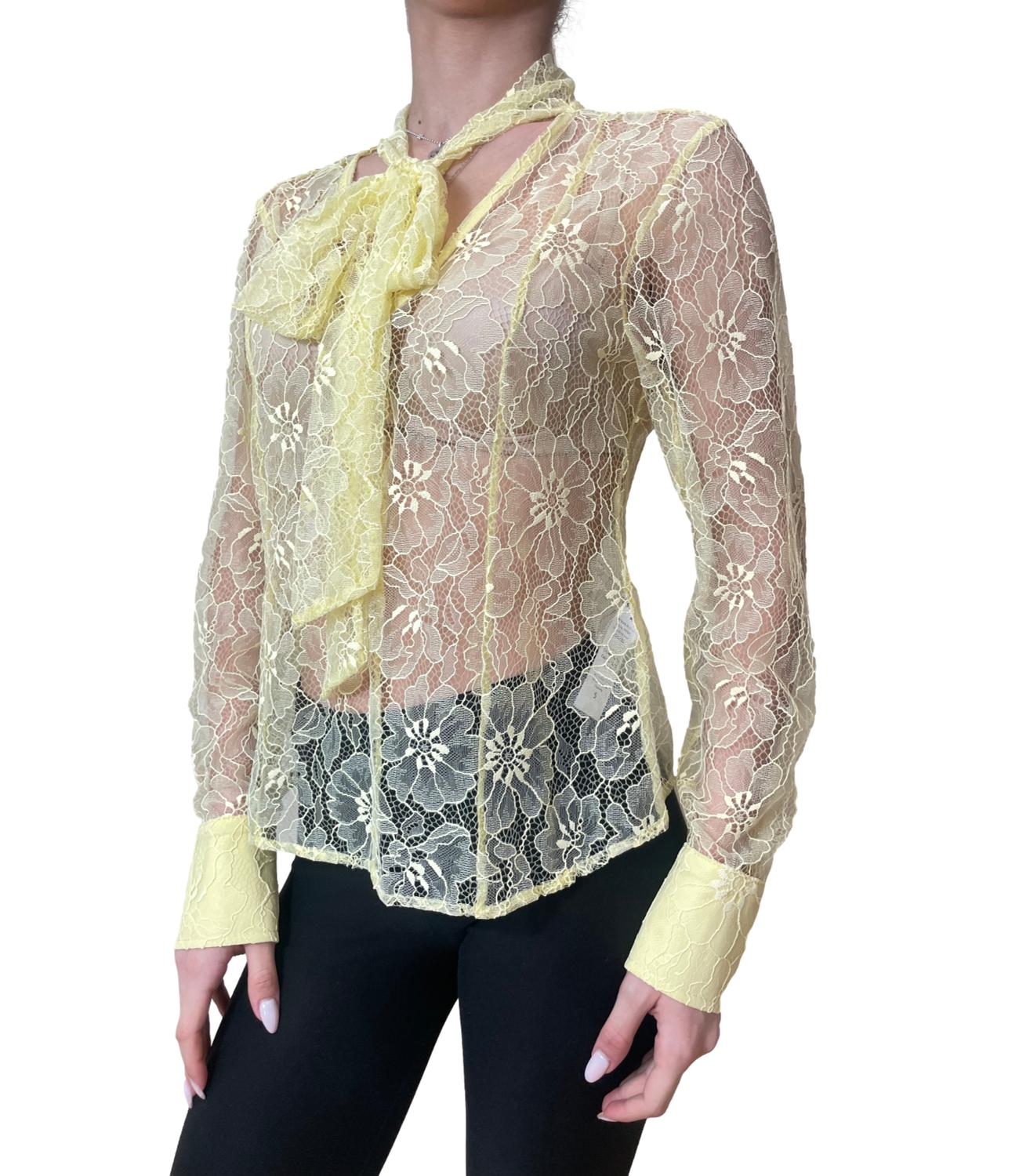Susy Mix Blusa Pizzo Giallo Donna
