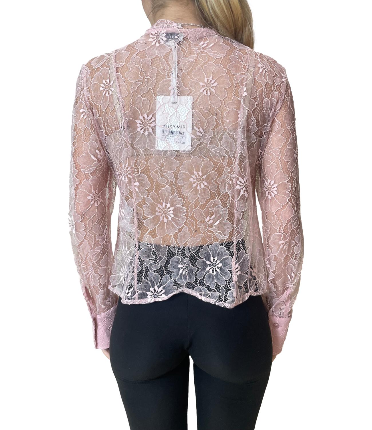 Susy Mix Blusa Pizzo Rosa Donna