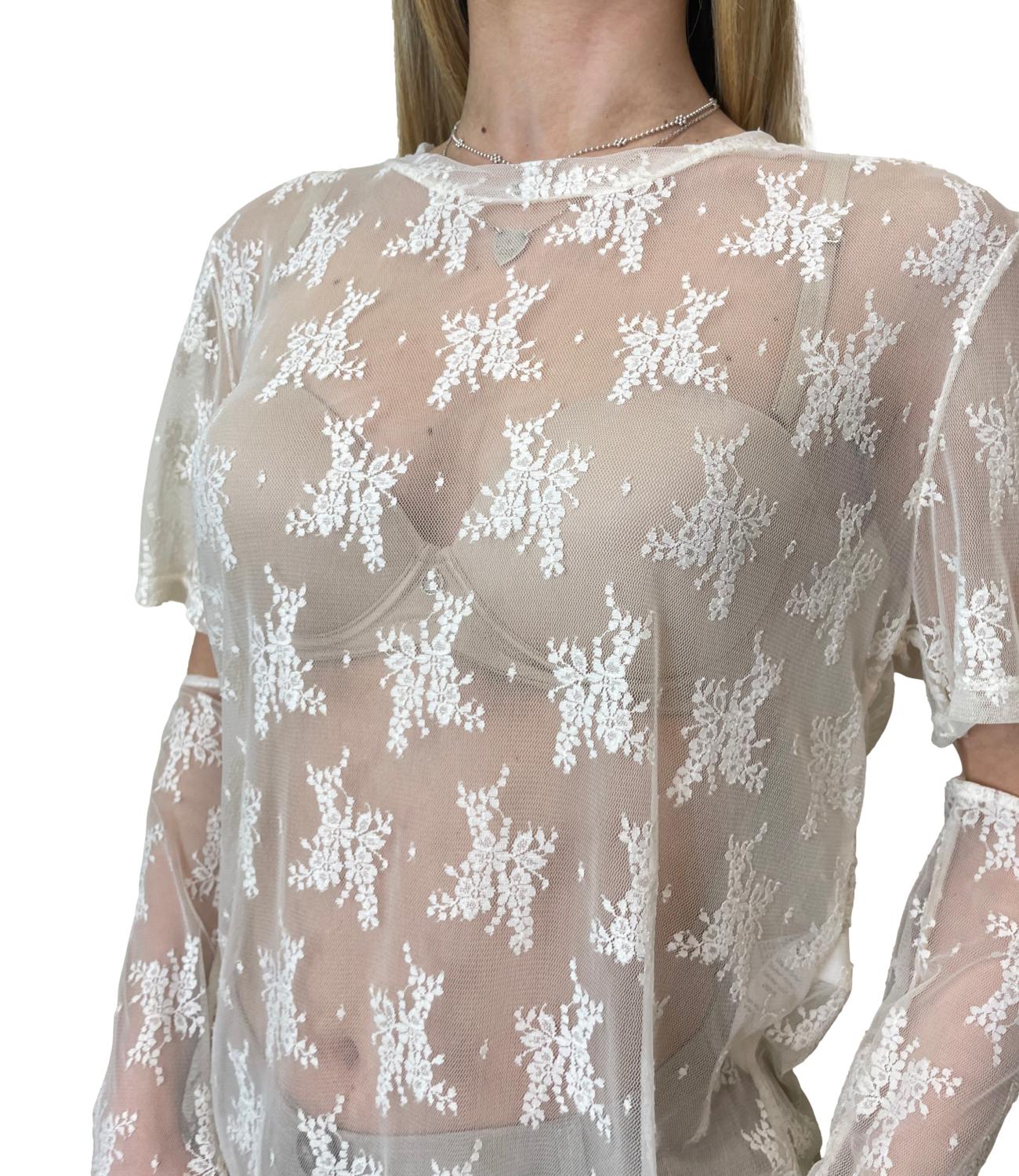 Susy Mix T-shirt Pizzo Crema Donna