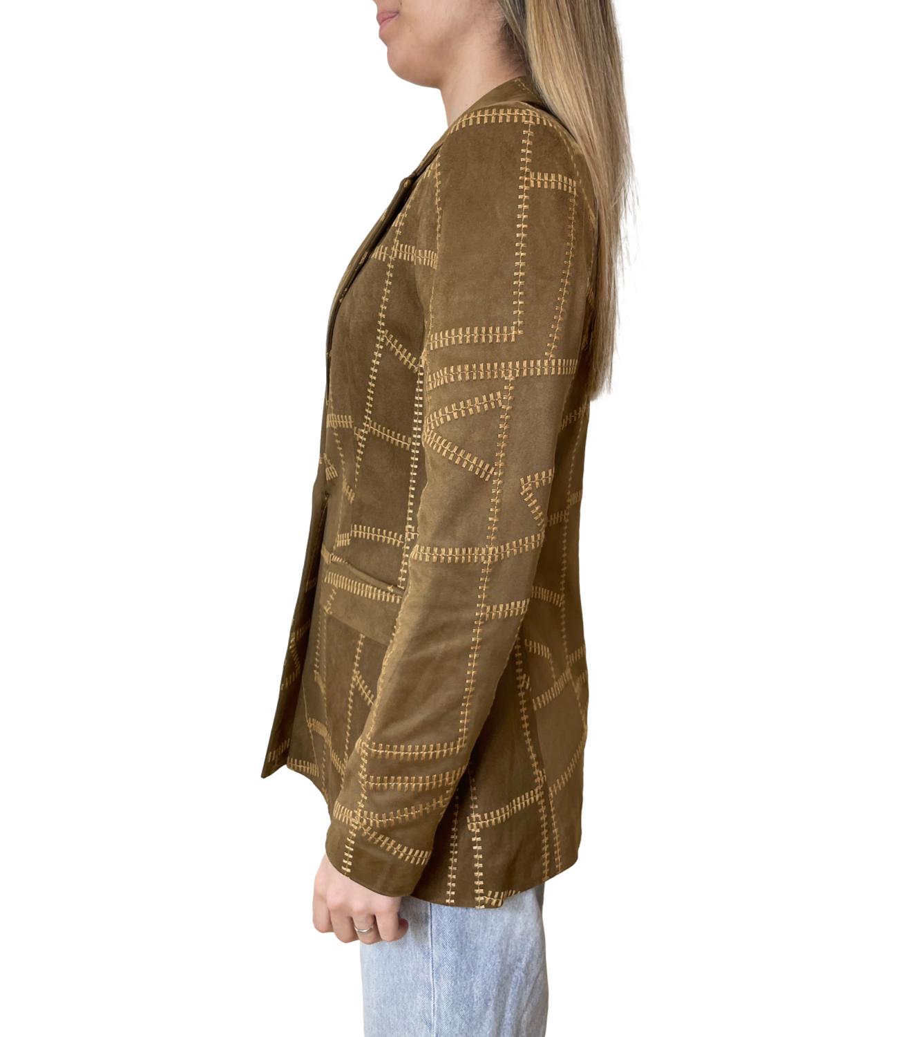 Susy Mix Giacca Ricamata Cuoio Donna