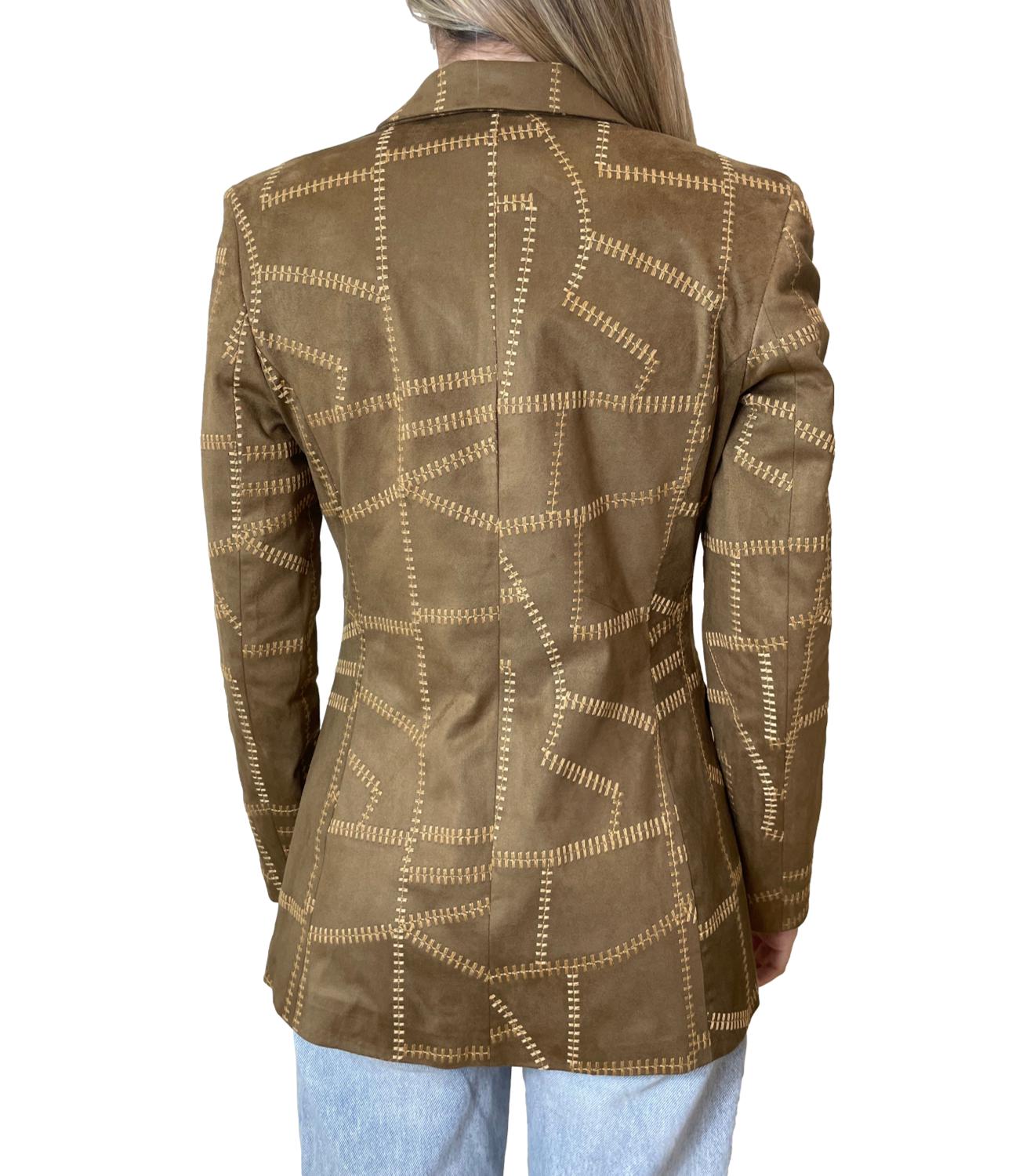 Susy Mix Giacca Ricamata Cuoio Donna