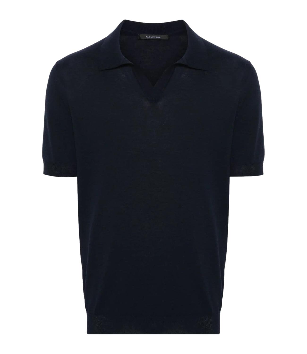 Polo blu scuro collo skipper Keith