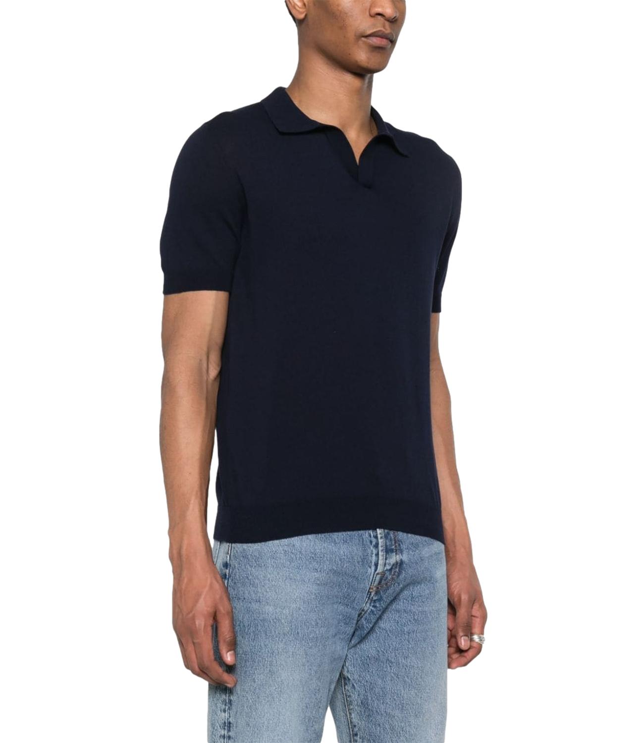Polo blu scuro collo skipper Keith