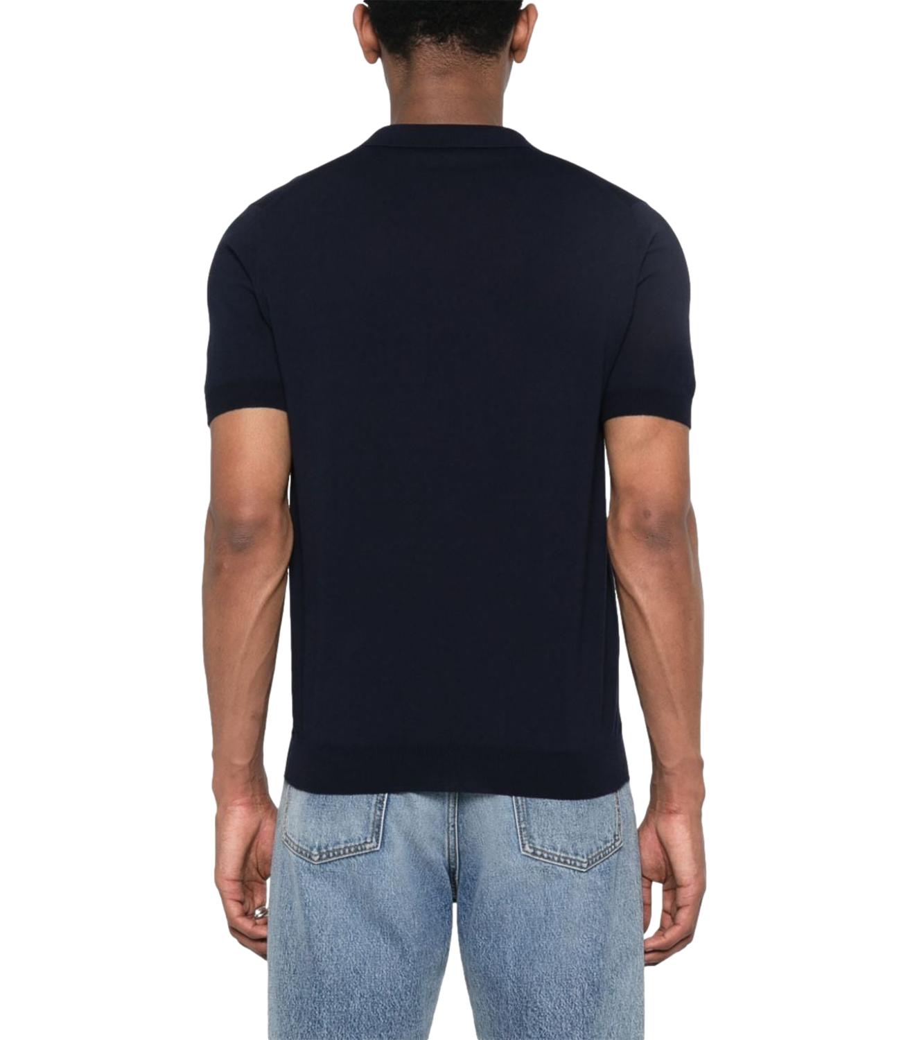 Polo blu scuro collo skipper Keith