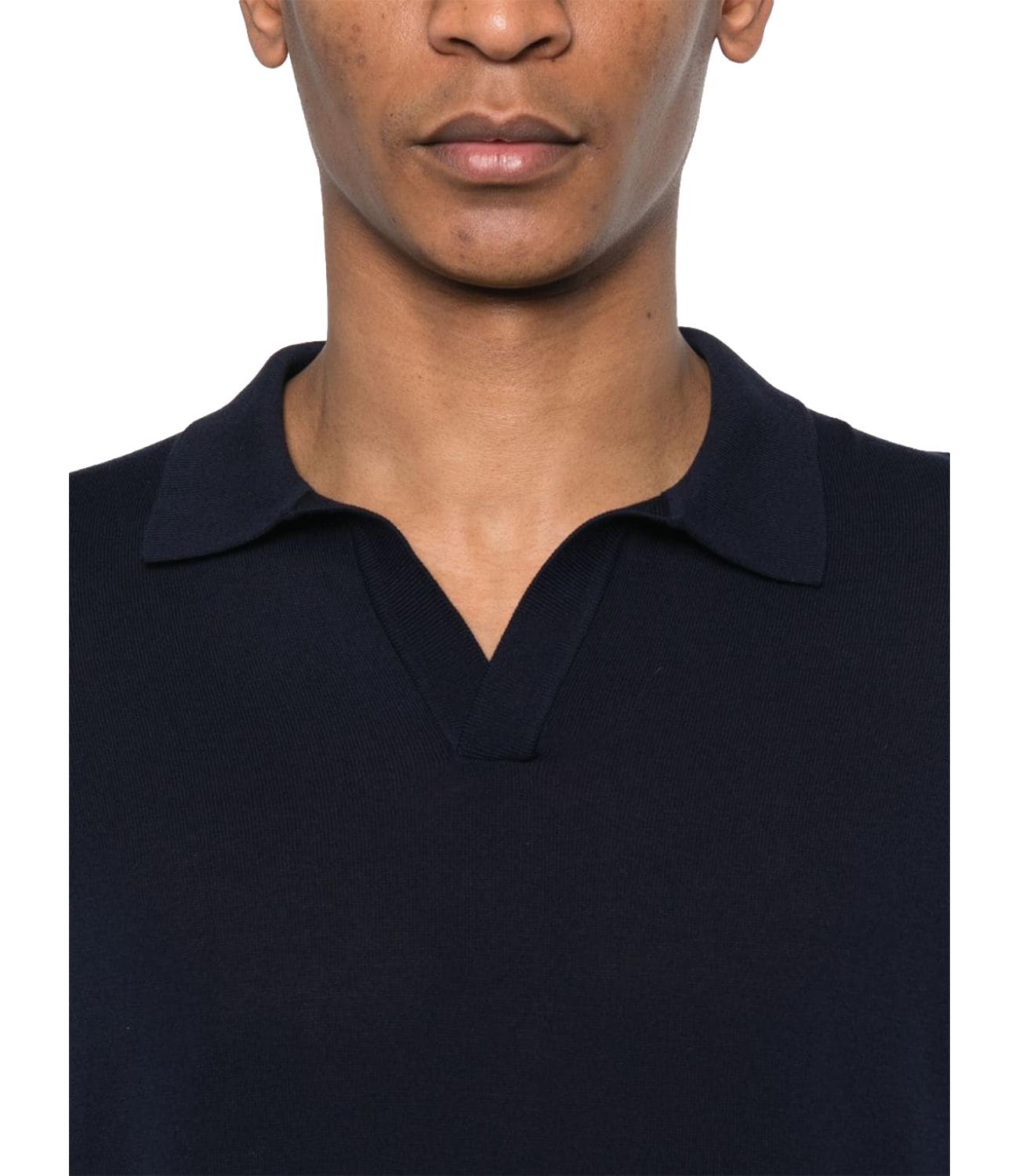 Polo blu scuro collo skipper Keith