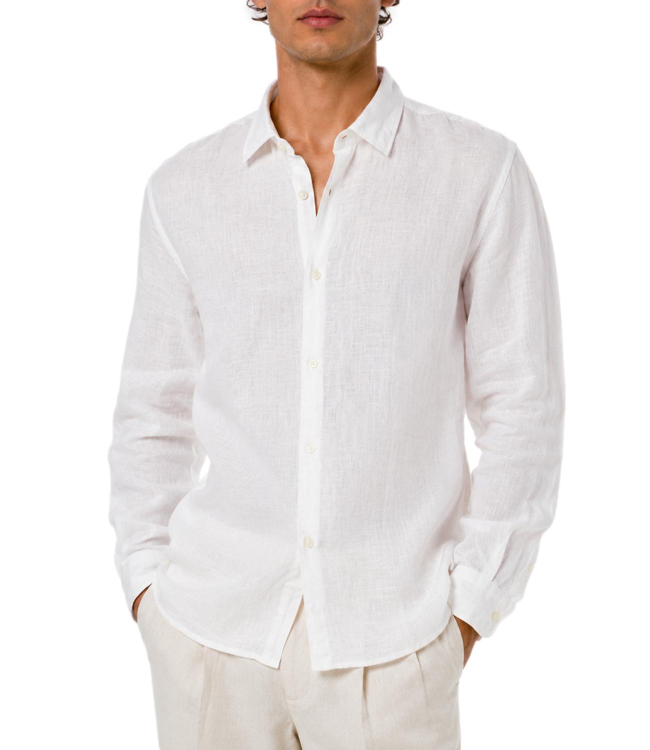Camicia uomo in lino lavorato Bianca