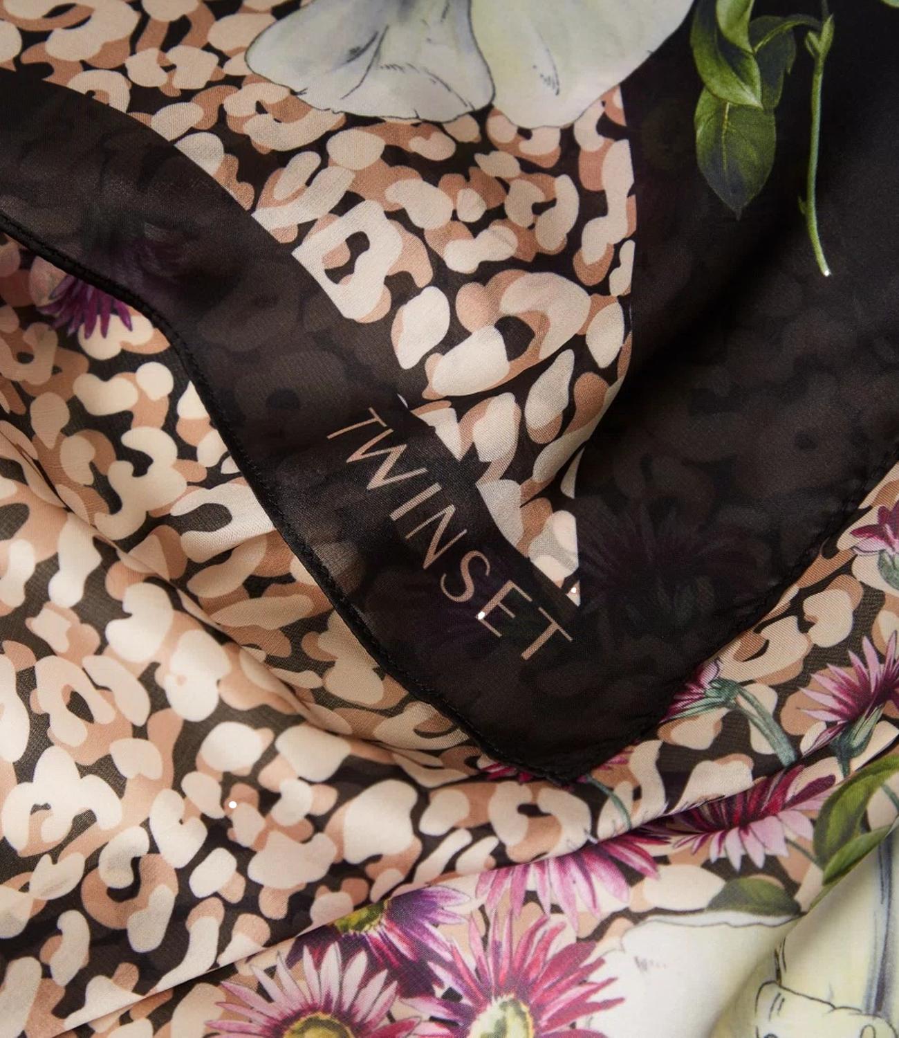 Twinset Foulard Animalier/Fiori Nero Donna