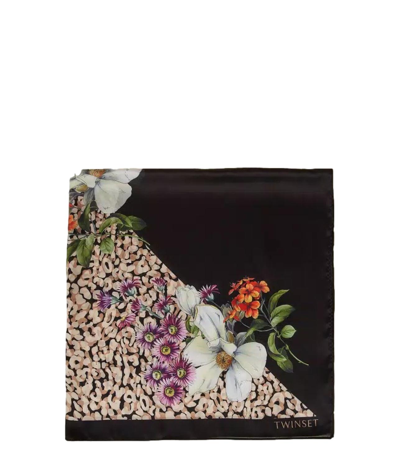 Twinset Foulard Animalier/Fiori Nero Donna