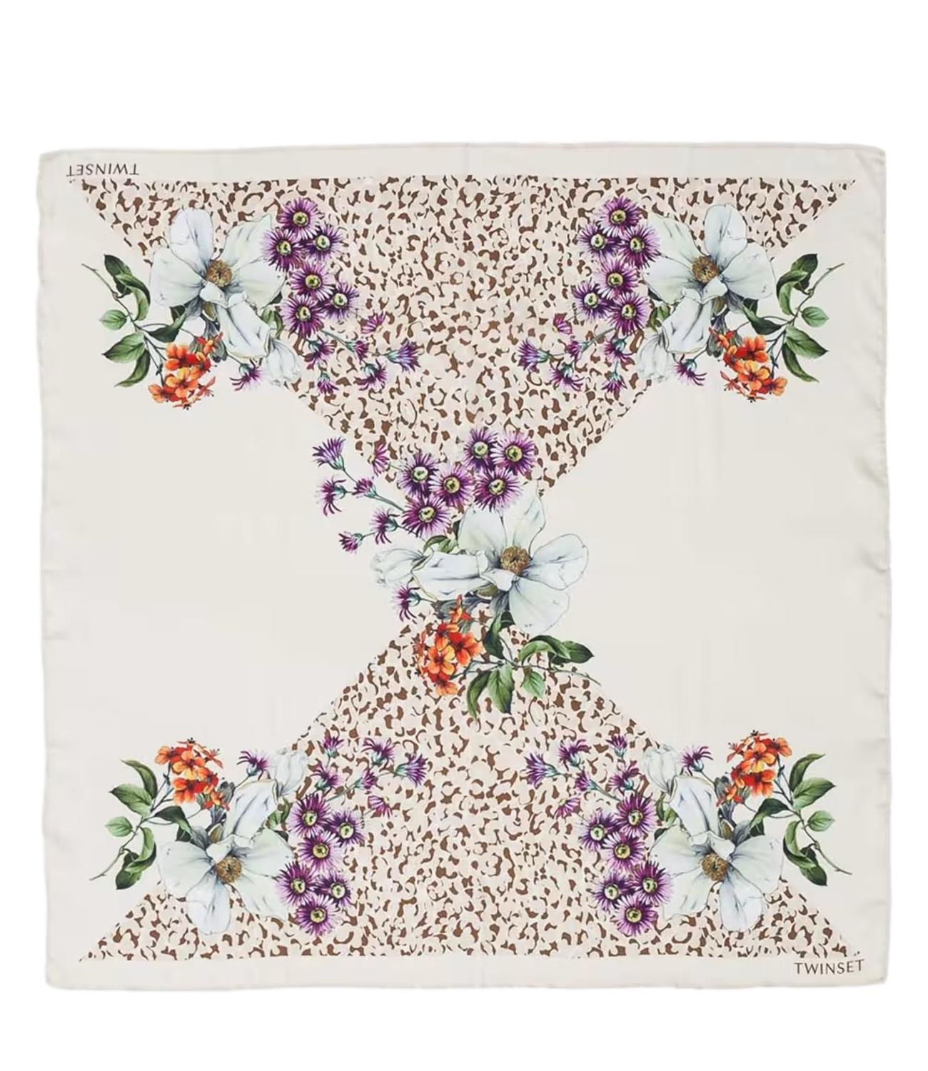 Twinset Foulard Animalier/Fiori Beige Donna