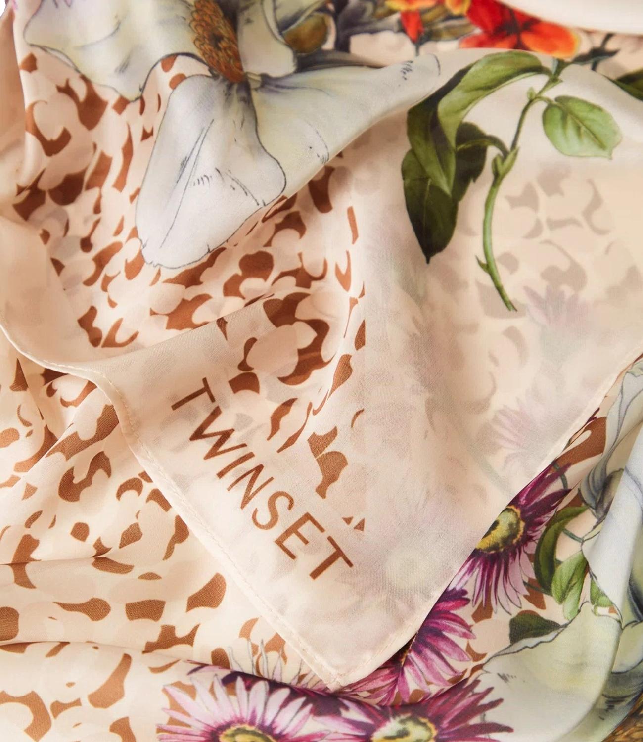 Twinset Foulard Animalier/Fiori Beige Donna
