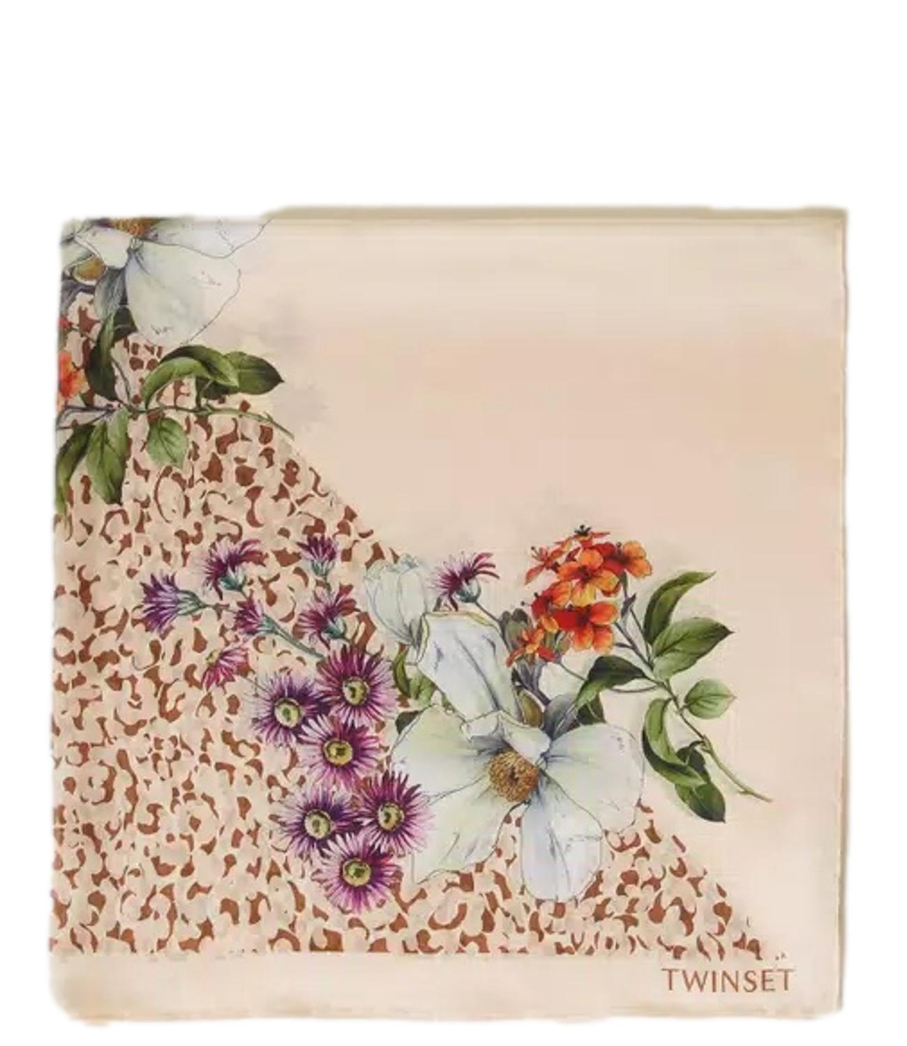 Twinset Foulard Animalier/Fiori Beige Donna