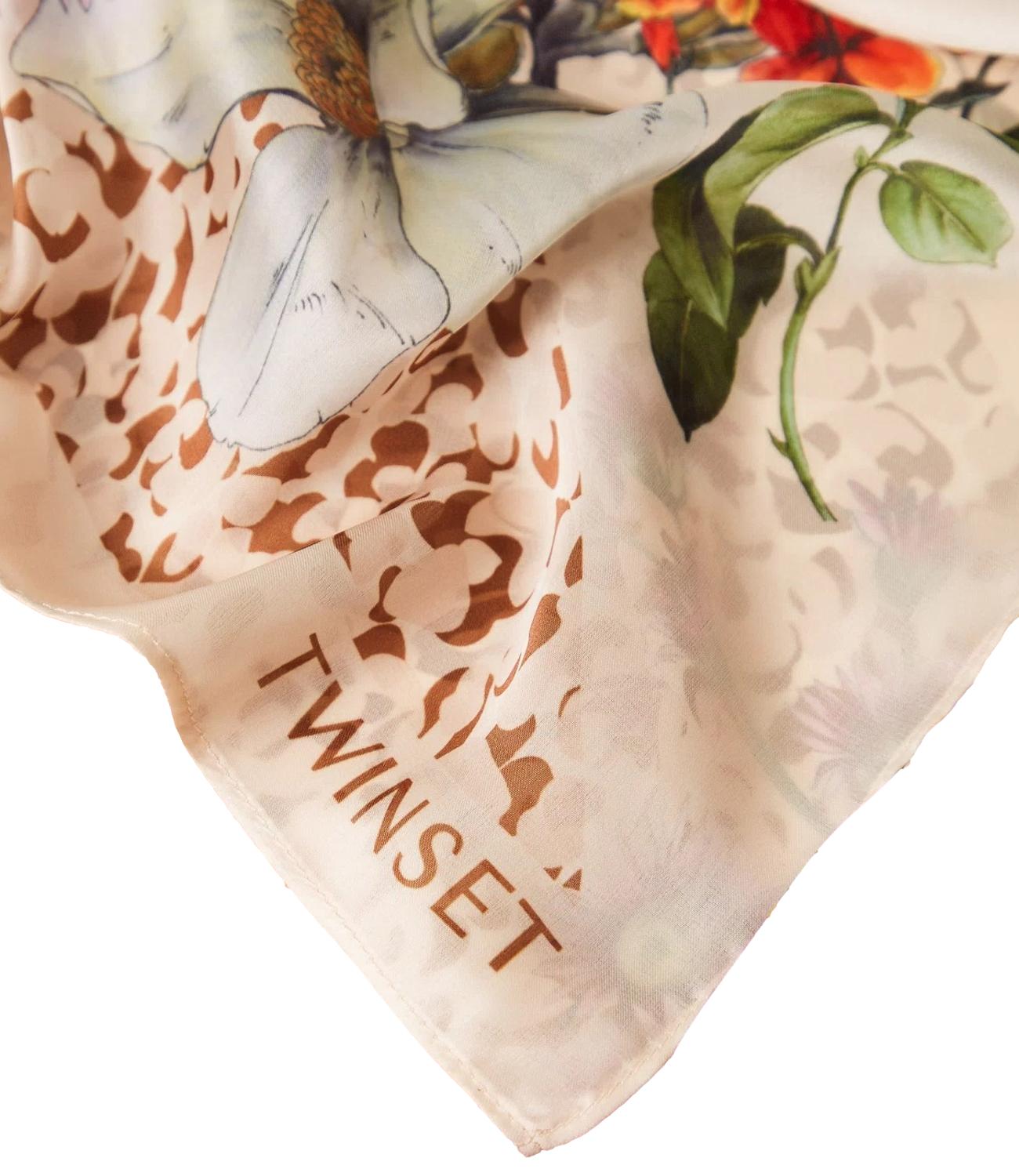 Twinset Foulard Animalier/Fiori Beige Donna