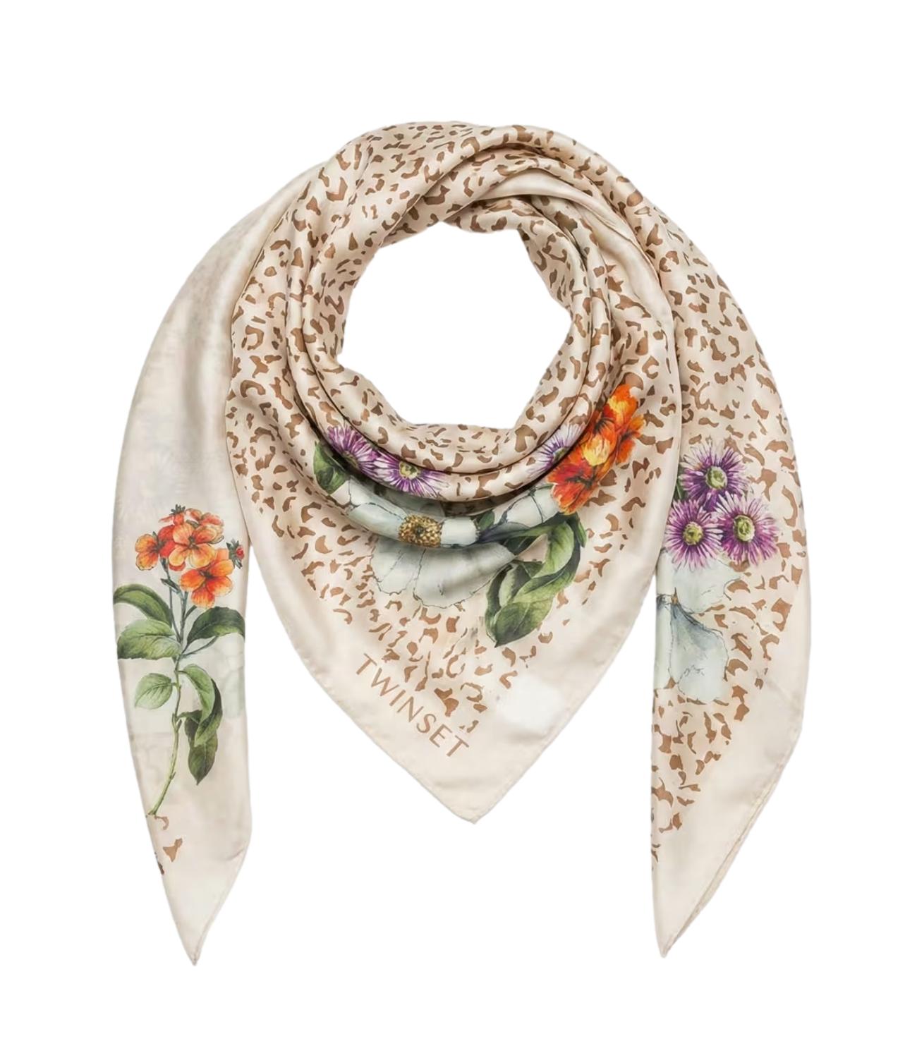 Twinset Foulard Animalier/Fiori Beige Donna