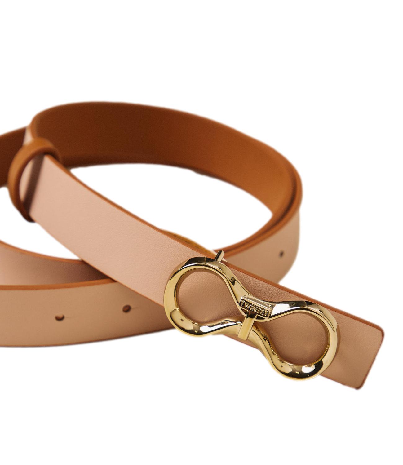 Twinset Cintura Bicolor Marrone "Bubinga Wood" / Rosa "Candy Peach" donna