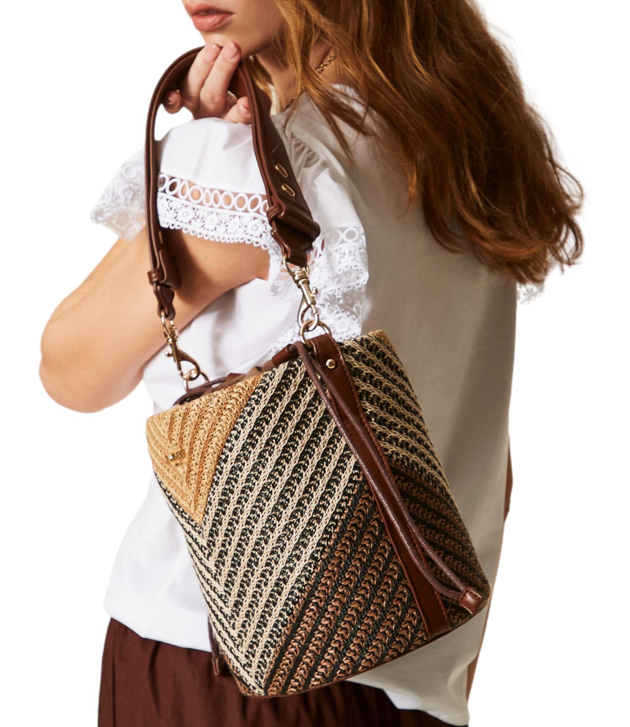 Twinset Borsa Secchiello Rafia Multicolor Donna