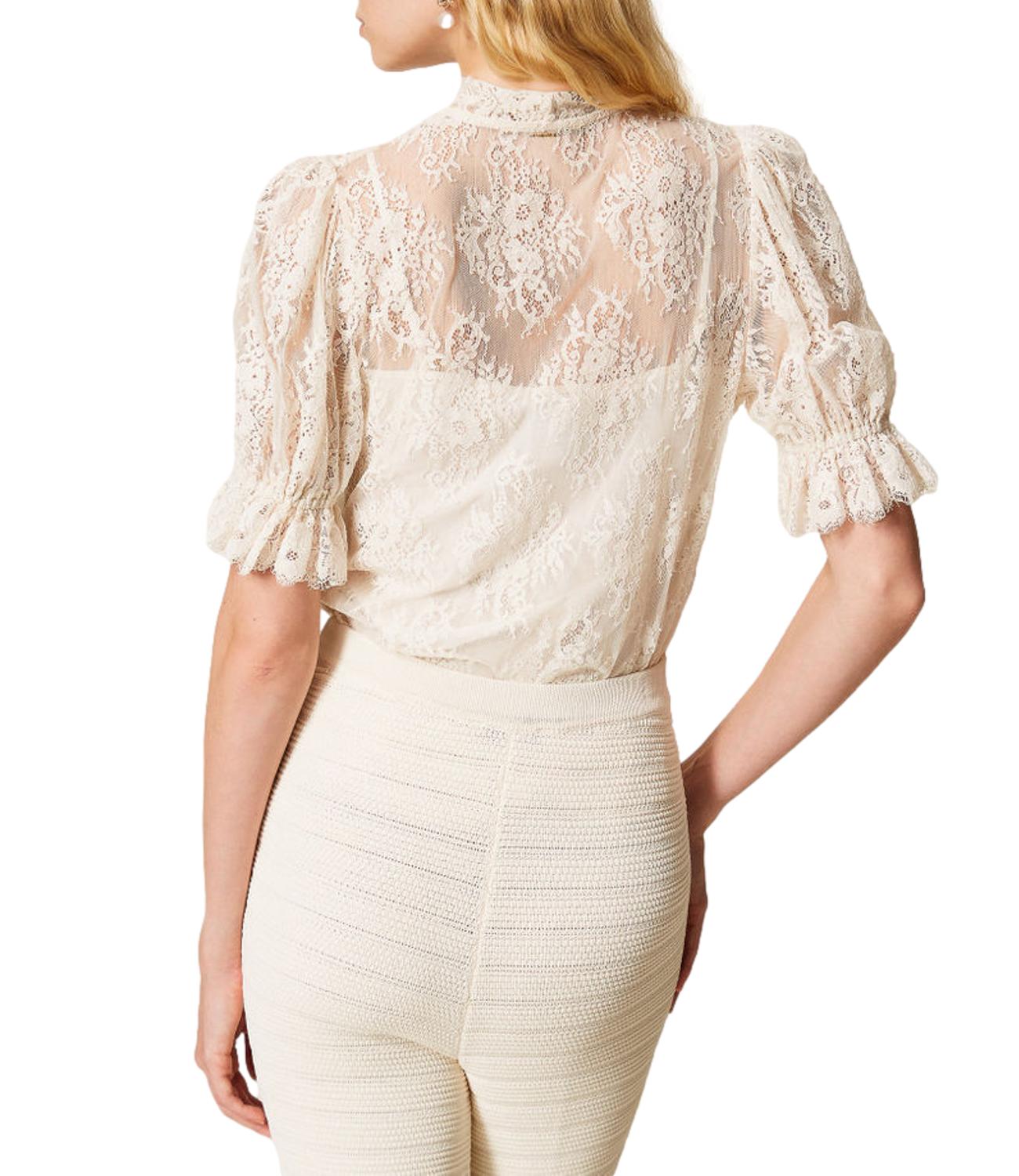 Twinset Camicia Maniche 3/4 In Pizzo madreperla donna