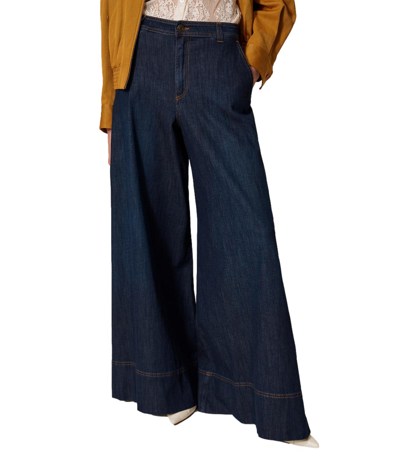 Twinset Pantalone Palazzo In Denim blu scuro donna