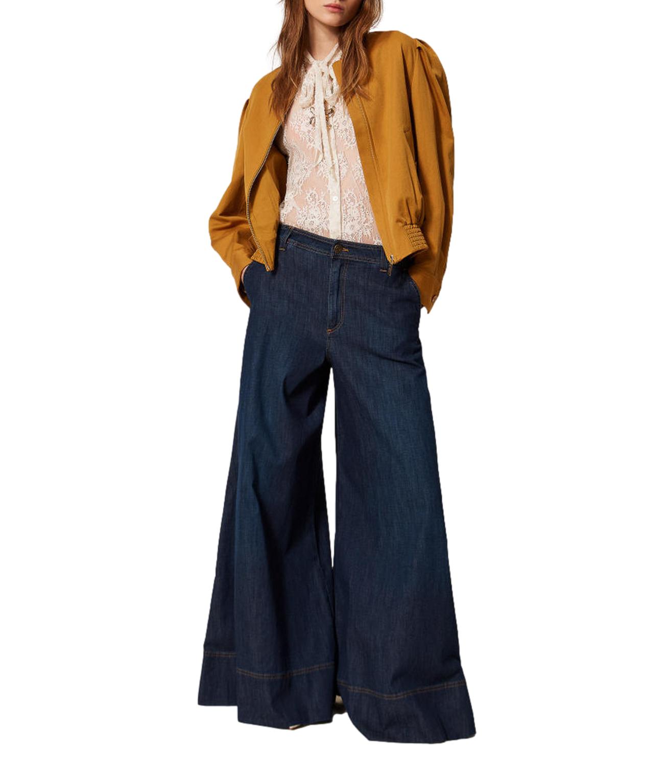 Twinset Pantalone Palazzo In Denim blu scuro donna