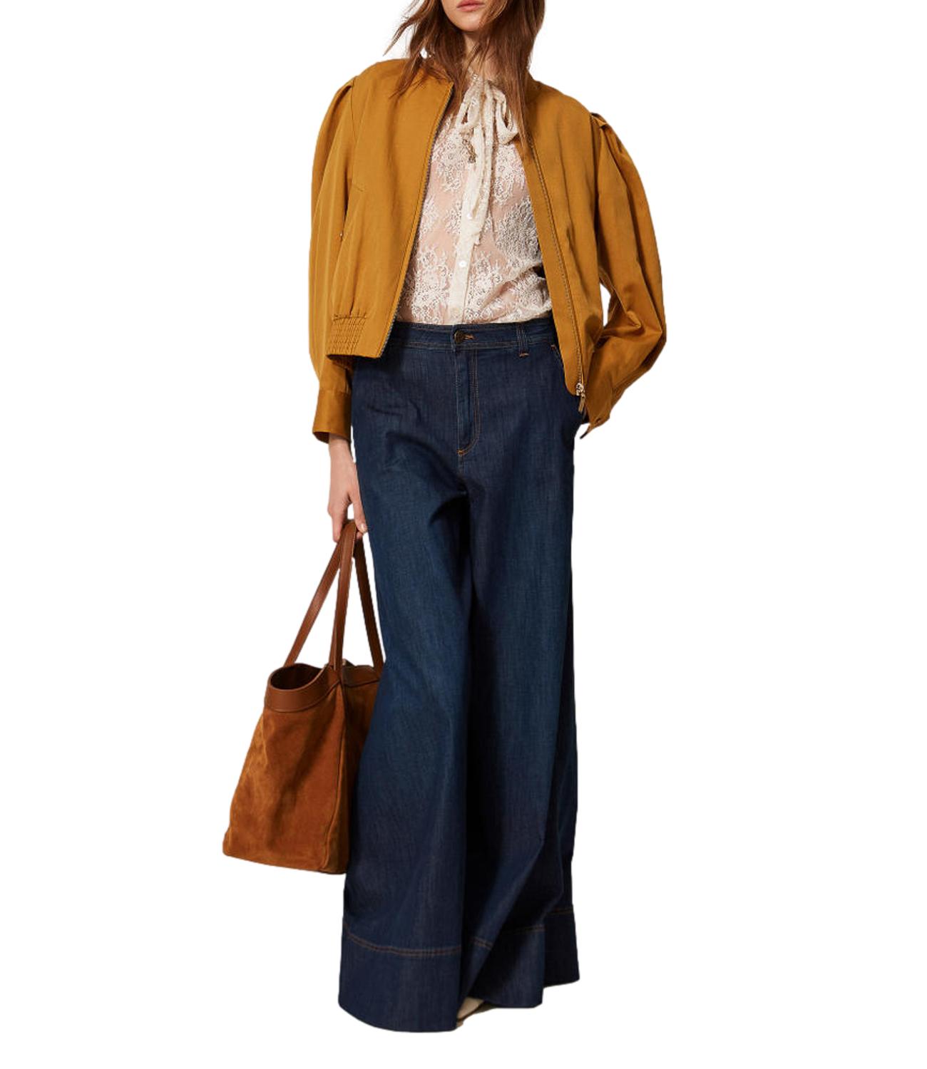 Twinset Pantalone Palazzo In Denim blu scuro donna