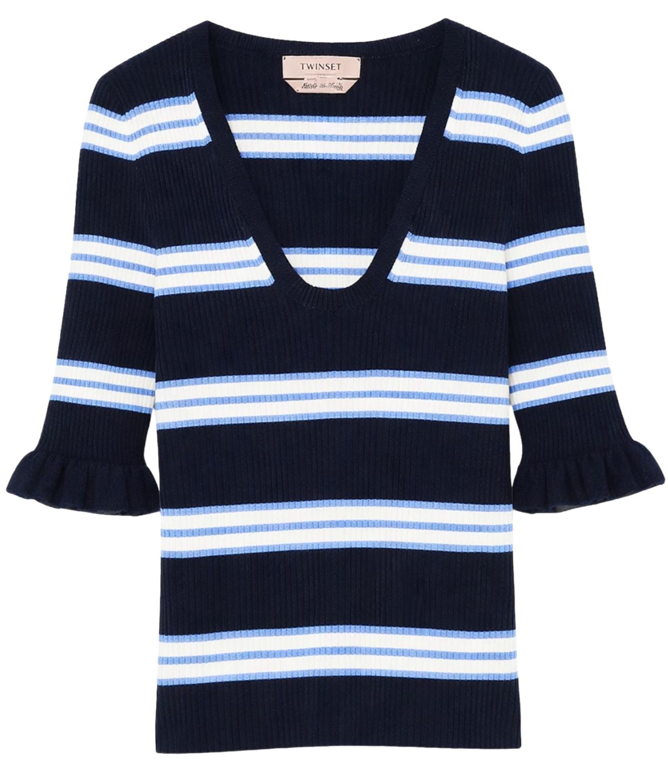 Twinset Maglia Righe Blu Donna