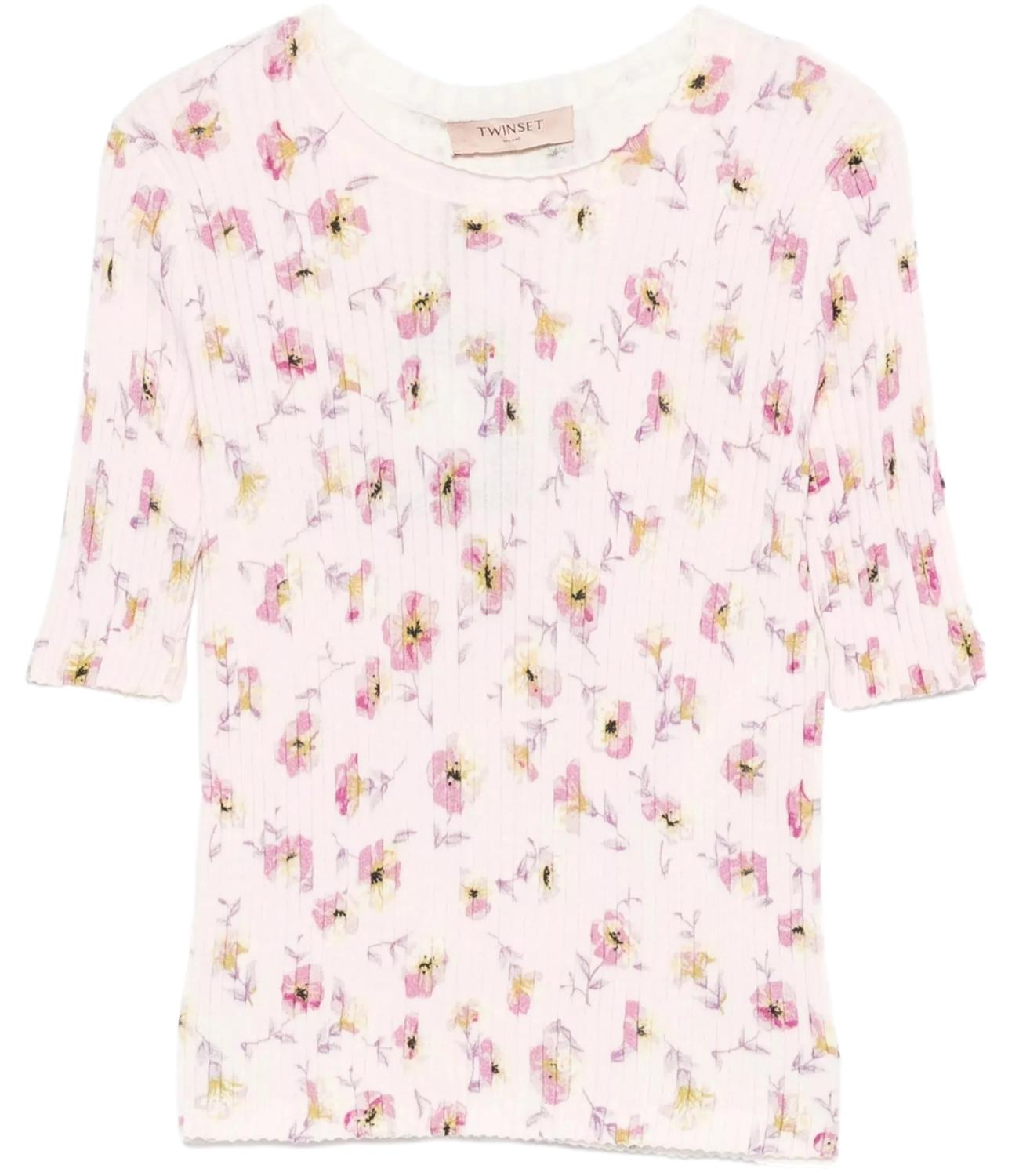 Twinset Maglia Fiore Peach/Rose Donna