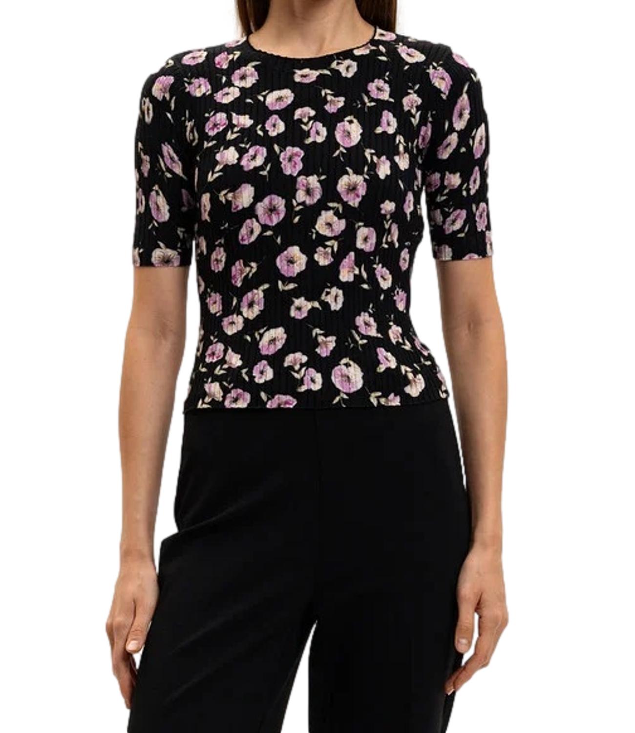 Twinset Maglia Fiore Black/Rose Donna